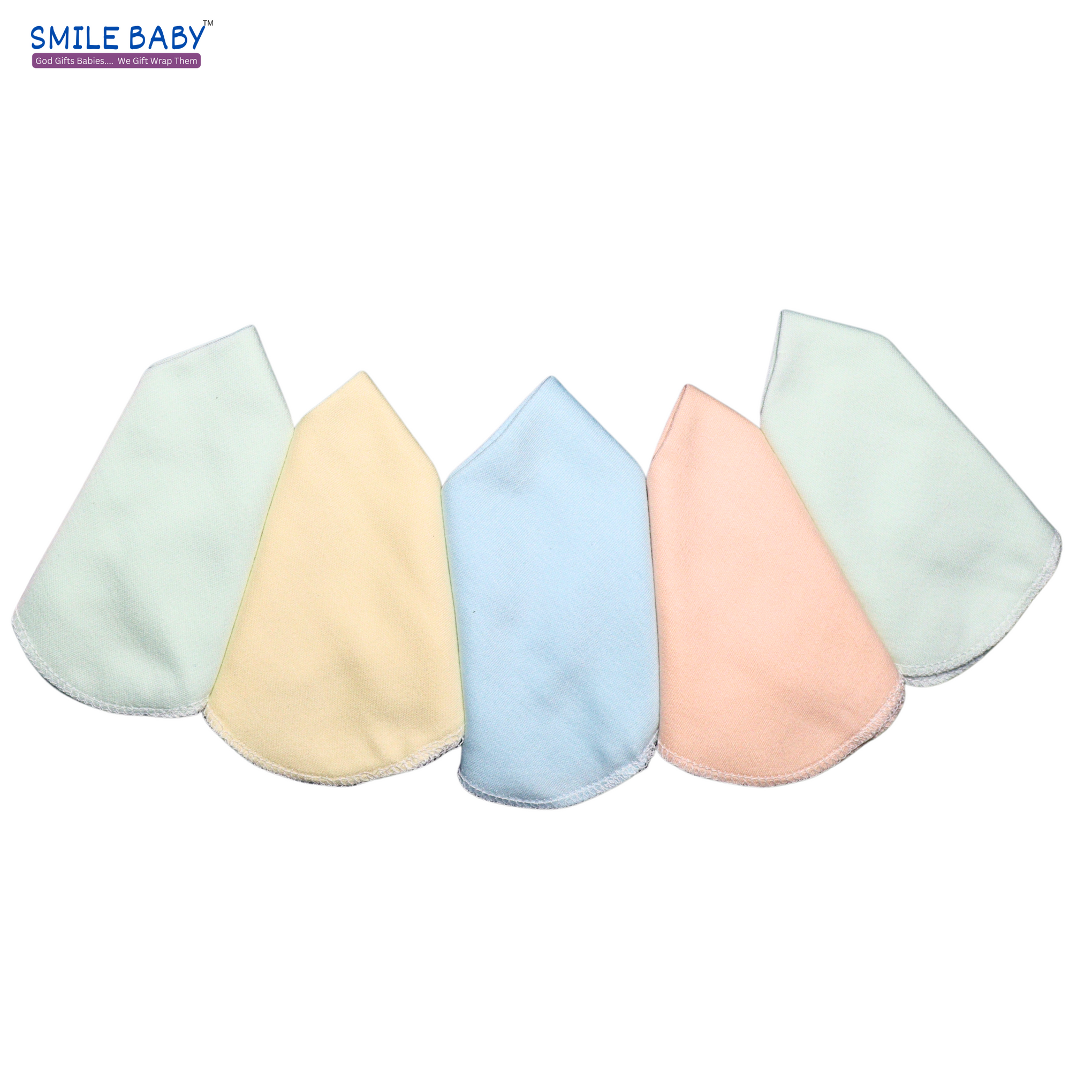 Smile Baby Washcloth for New Born 100% Hosiery Cotton/Reusable Extra Soft Face Towels washcloth for Babies (5 pieces) Color may vary (Pack of 1)