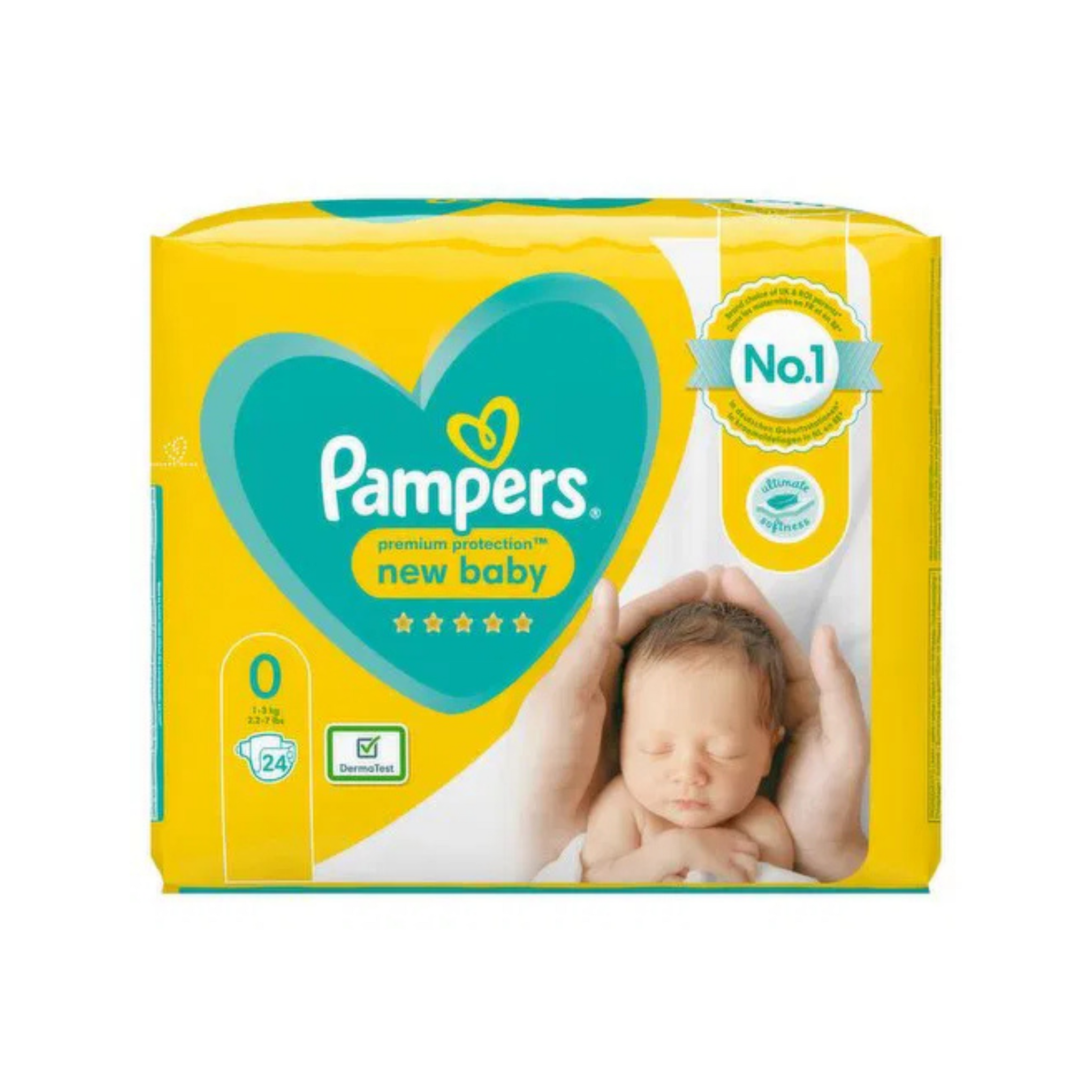 Pampers Premium Protection Baby Nappies, Size 0 Micro (1.5-2.5 kg) Carrying Pack, Pack of 1 (1 x 24 Items)