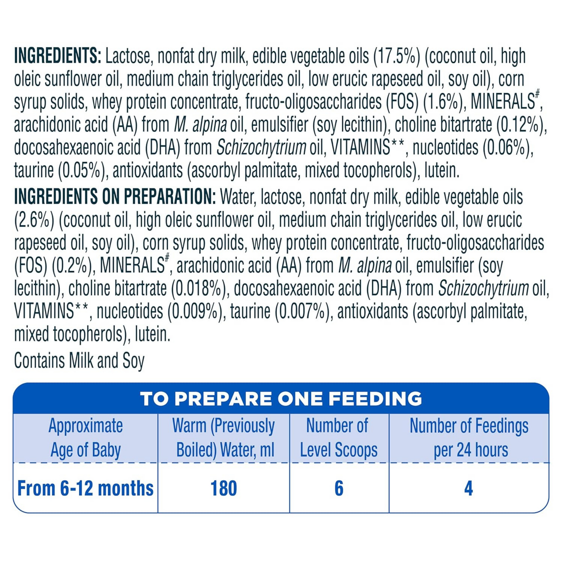 Similac Infant Plus Stage 2 Follow-Up Formula Powder from 6 to 12 Months 400G Tin with Hmo, Supports Baby's Immunity and Brain Development