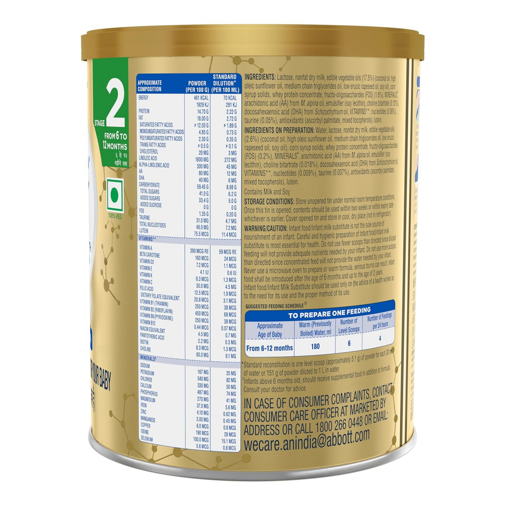 Similac Infant Plus Stage 2 Follow-Up Formula Powder from 6 to 12 Months 400G Tin with Hmo, Supports Baby's Immunity and Brain Development