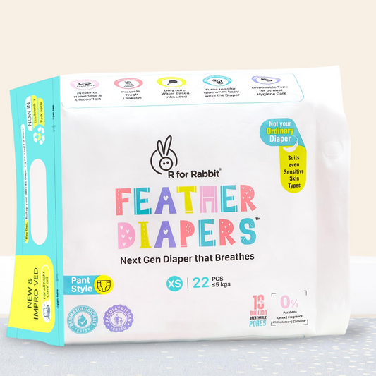 R for Rabbit XS New Born Premium Feather Diaper Pant Style for Baby 0 to 5 kgs