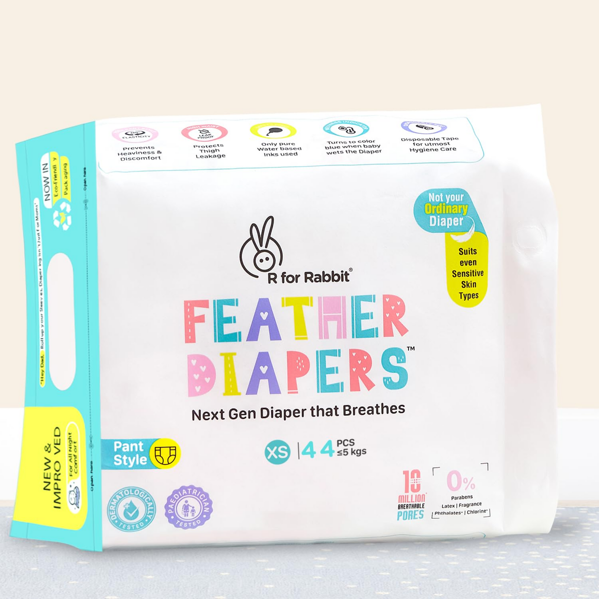 R for Rabbit XS New Born Premium Feather Diaper Pant Style for Baby 0 to 5 kgs