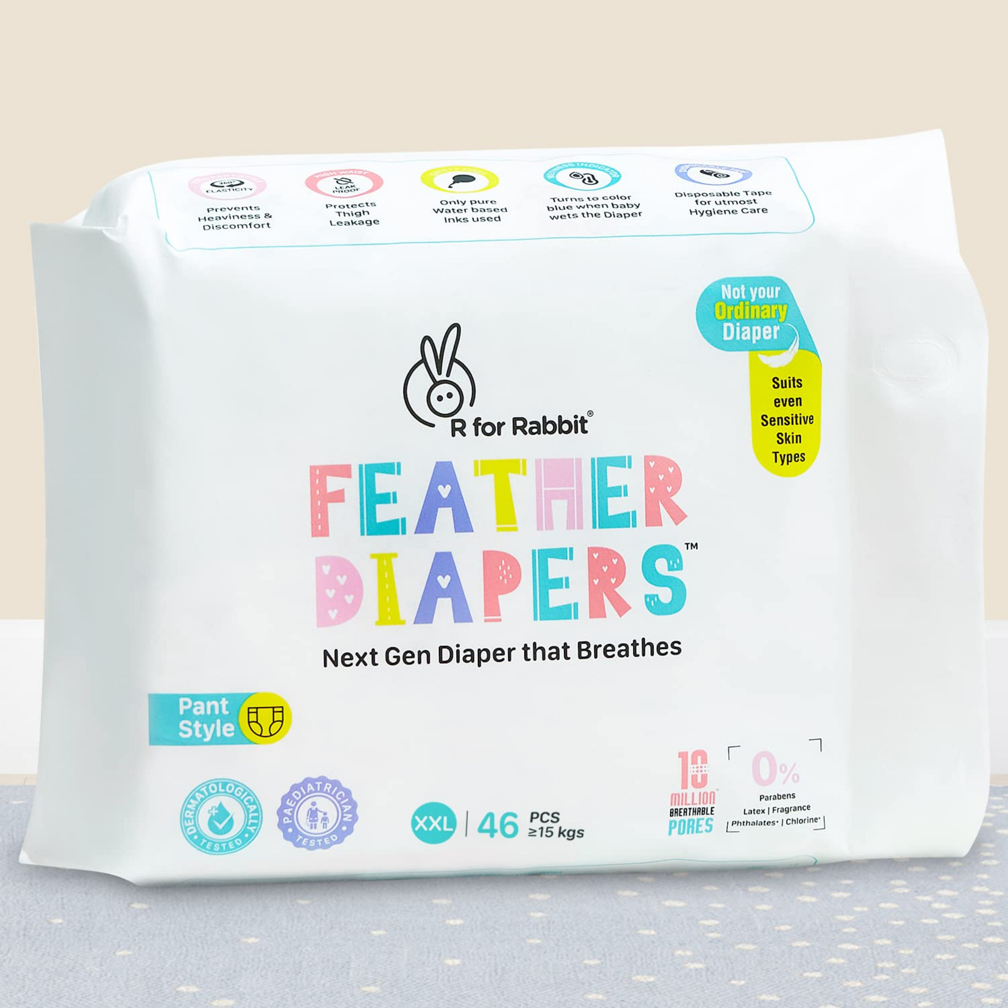 R for Rabbit XXL Size Baby Premium Feather Diaper for Baby 15+ kgs.