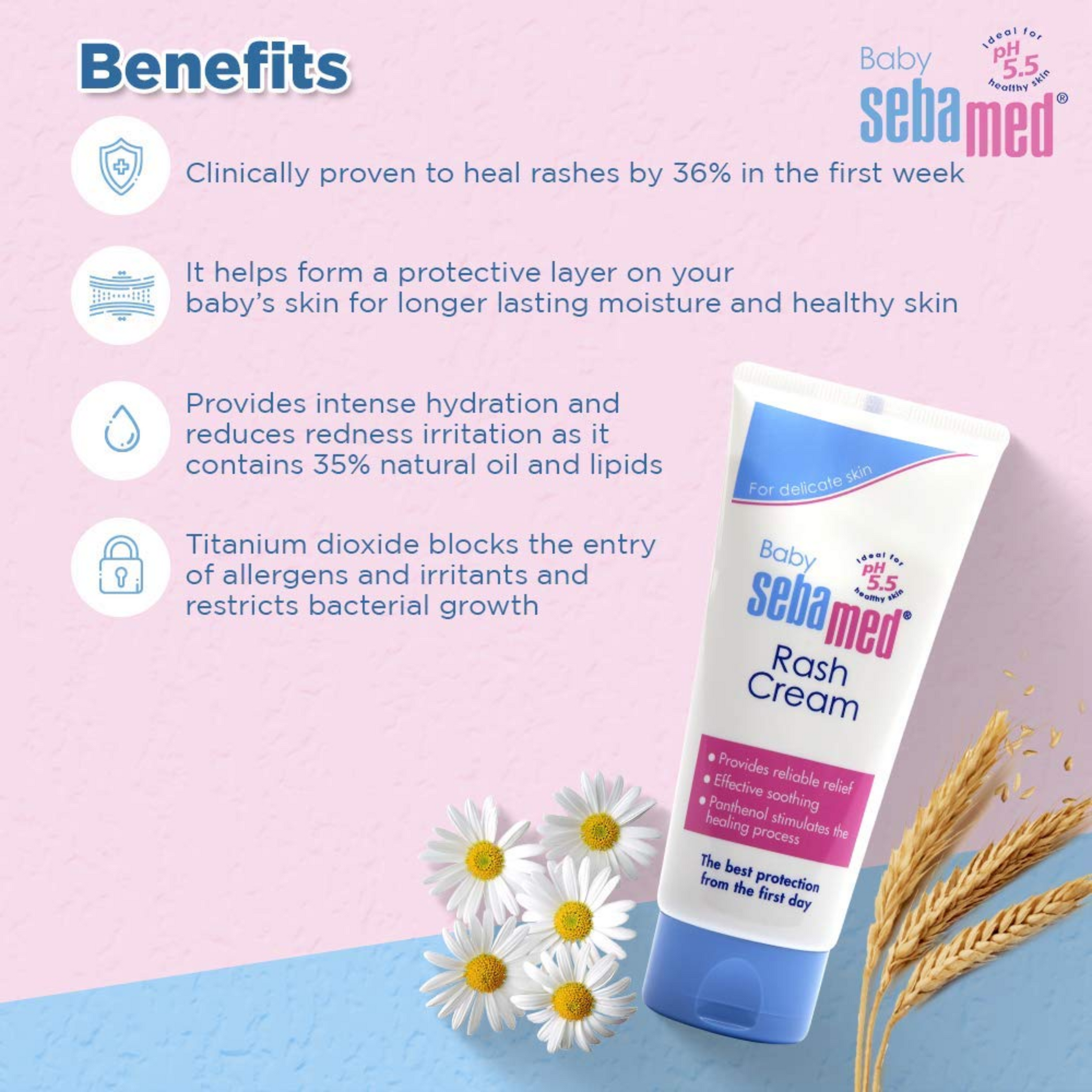 Sebamed Baby Rash Cream 100 ml|pH 5.5|Ideal for Diaper Rashes| Faster rash healing