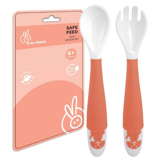 R For Rabbit Safe Feed Duo Spoon Set (Orange)