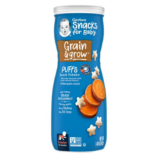 Gerber, Snacks for Baby, Grain & Grow, Puffs, Puffed Grain Snack, 8+ Months, Sweet Potato, 1.48 oz (42 g)