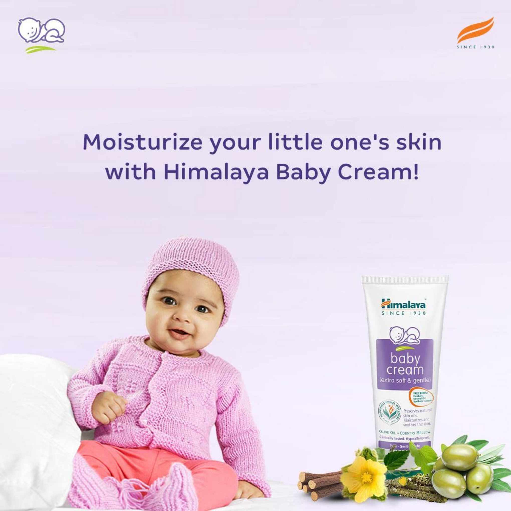 Himalaya Baby Cream, Face Moisturizer & Day Cream, For Dry Skin