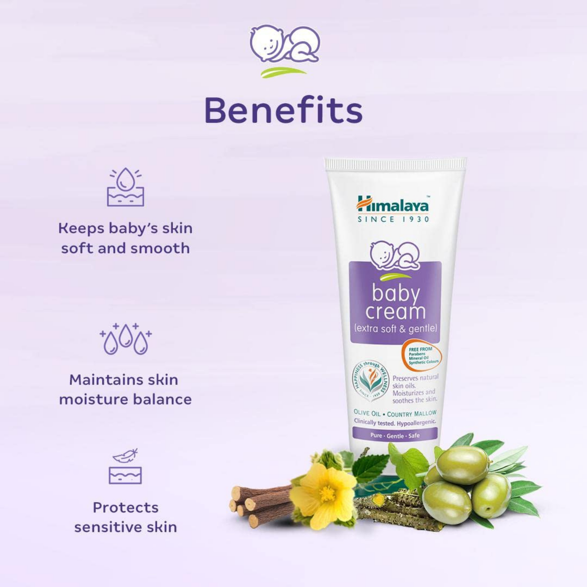 Himalaya Baby Cream, Face Moisturizer & Day Cream, For Dry Skin