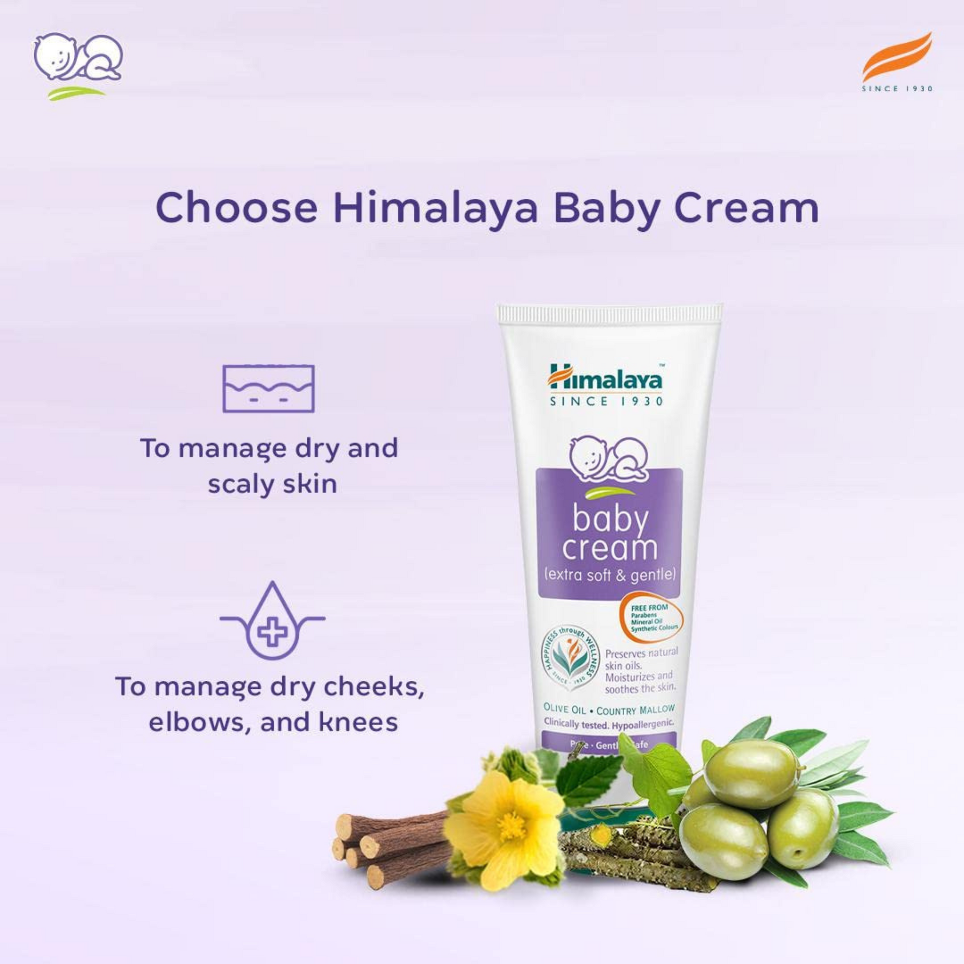 Himalaya Baby Cream, Face Moisturizer & Day Cream, For Dry Skin