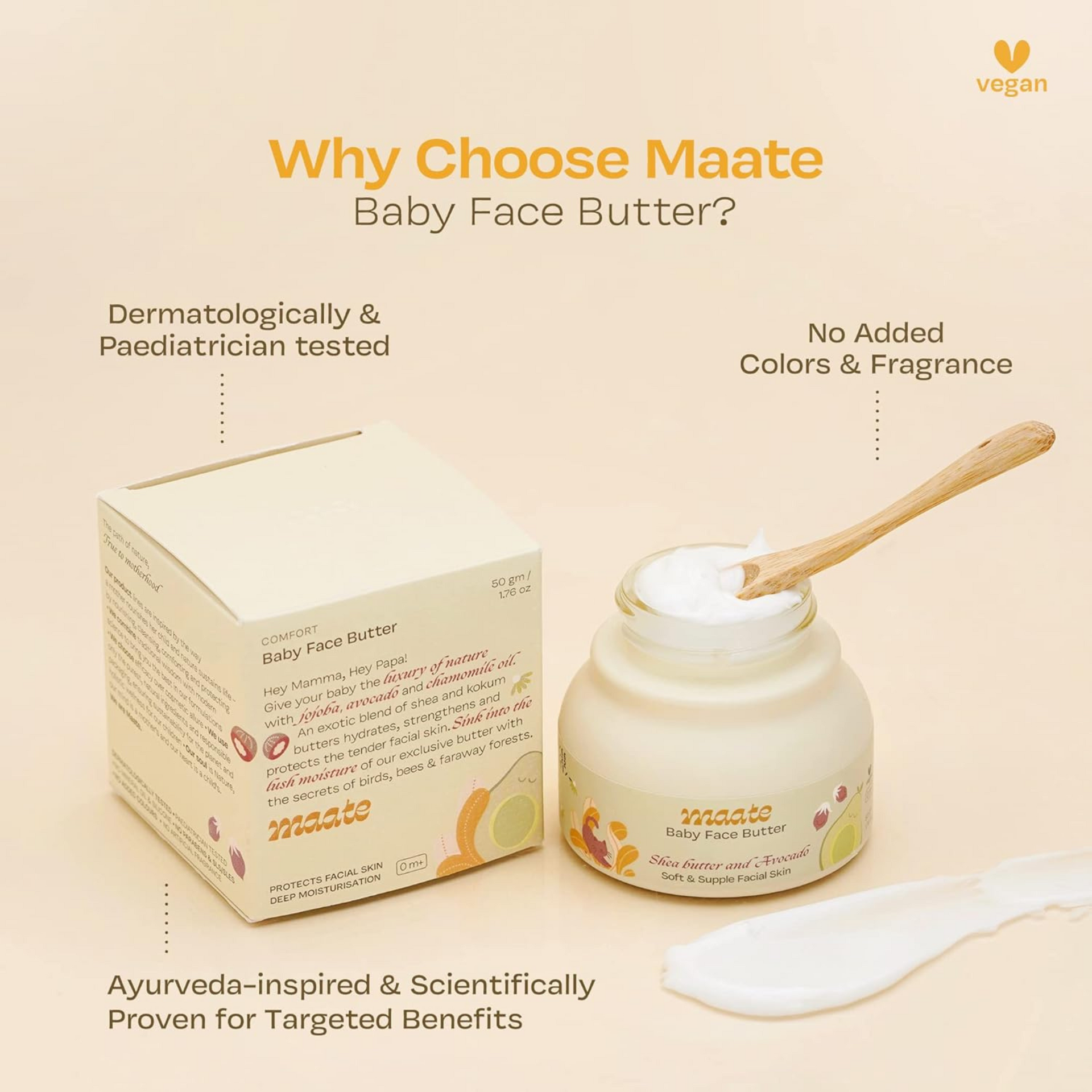 Maate Baby Face Butter| Enriched with Shea Butter & Avocado | Baby Cream For Face | Baby Face Butter For Kids 0-12 years | Nourishes & Softens Skin | Quick Absorbing and Extremely Light