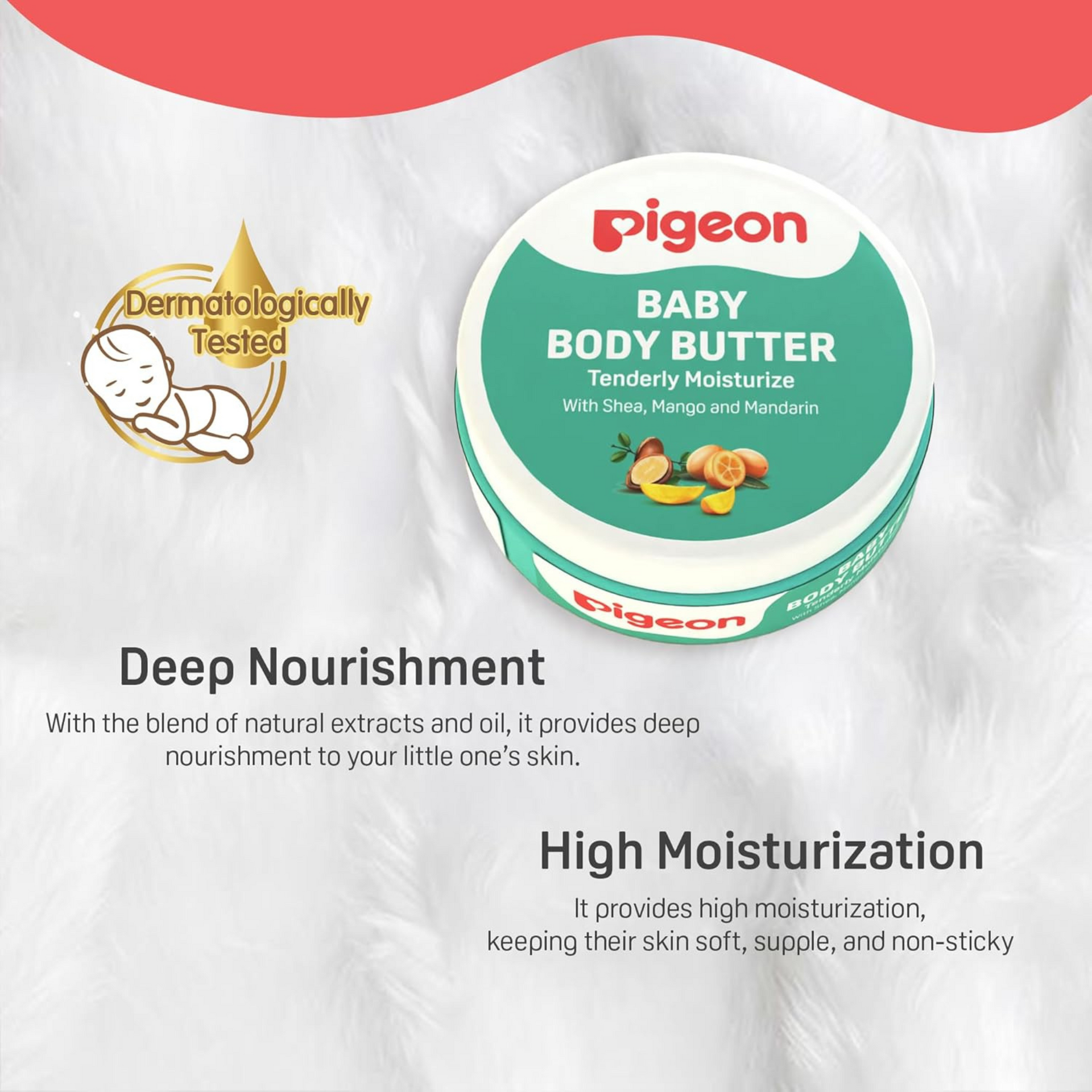 Pigeon Baby Body Butter |Long Lasting Moisturization for Soft Baby Skin Enriched with Shea Butter Pure Paraben Free Natural (50 gm)