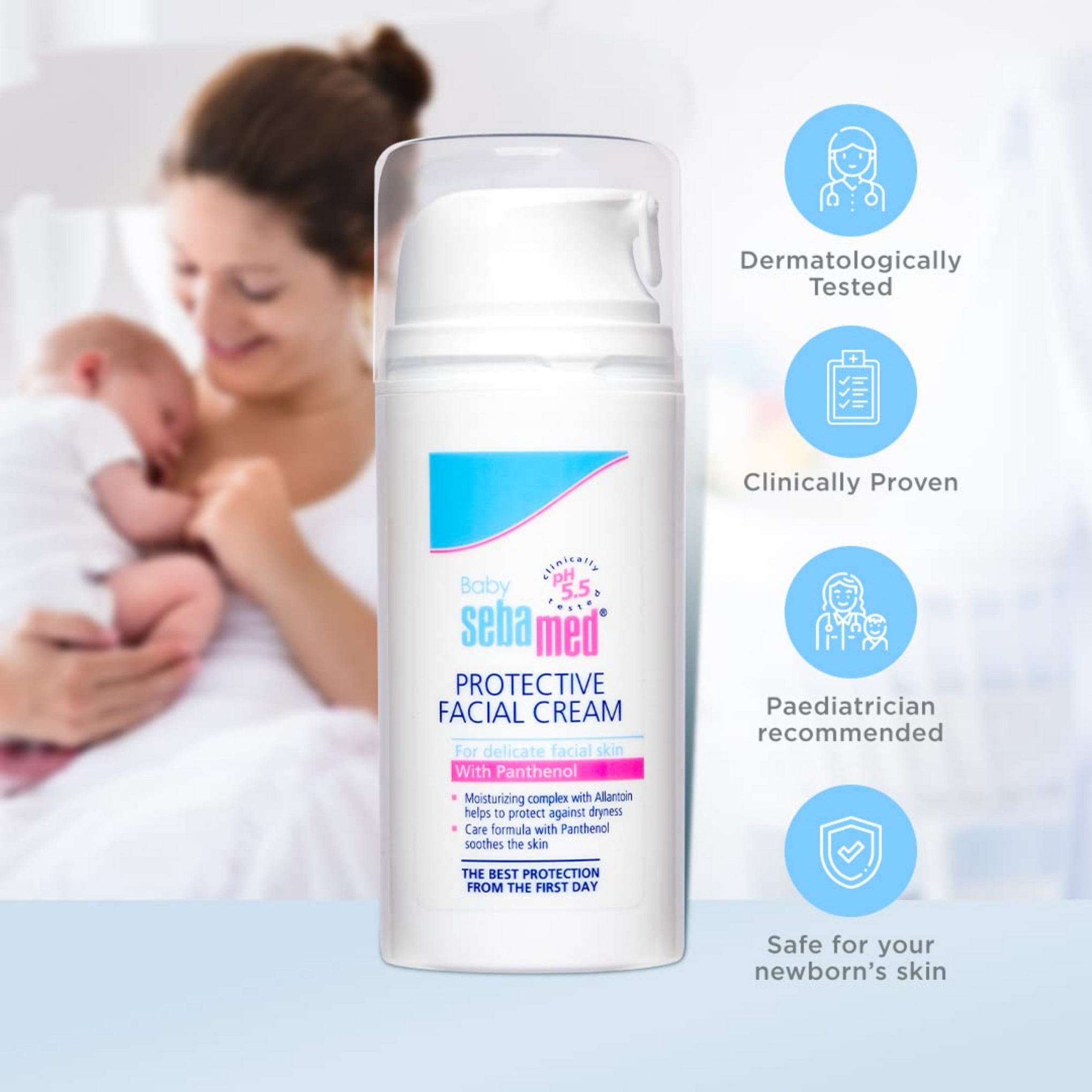 Sebamed Baby Protective Facial Cream |pH 5.5| Face Cream|Vitamin E for Soft Skin|Ideal for salivary rashes|