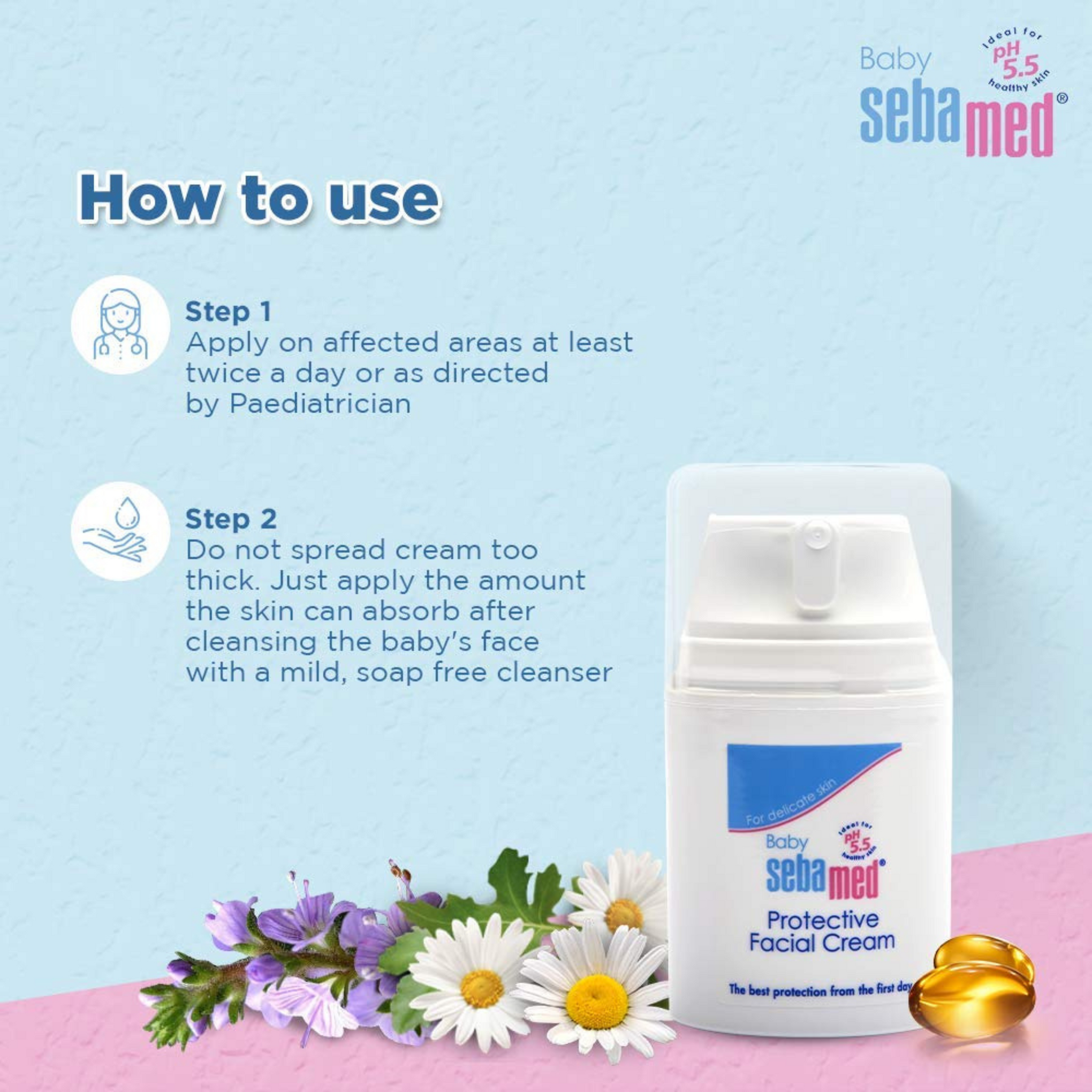 Sebamed Baby Protective Facial Cream |pH 5.5| Face Cream|Vitamin E for Soft Skin|Ideal for salivary rashes|