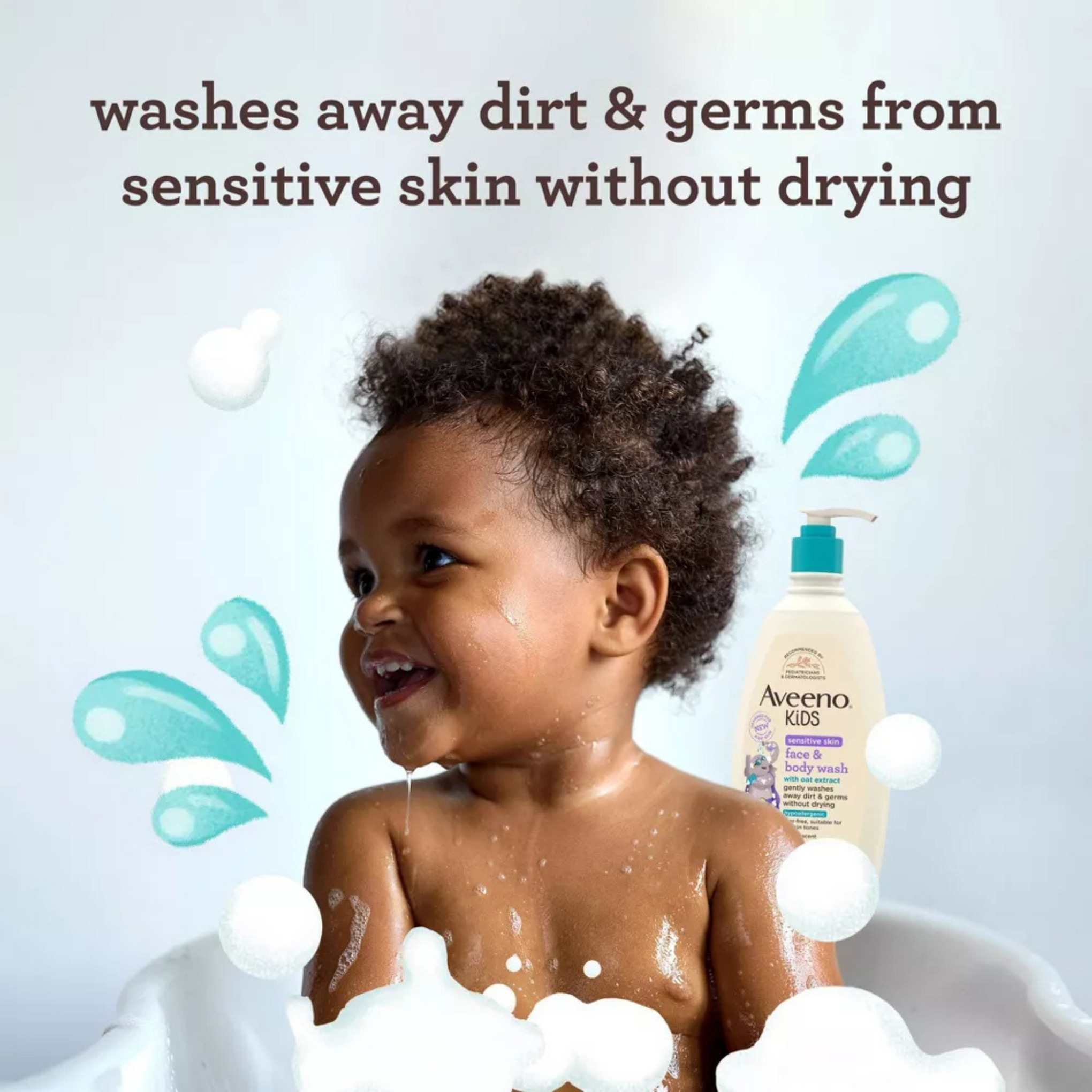 Aveeno Kids Sensitive Skin Face & Body Wash With Oat Extract, Gently Washes Without Drying - 18 fl oz