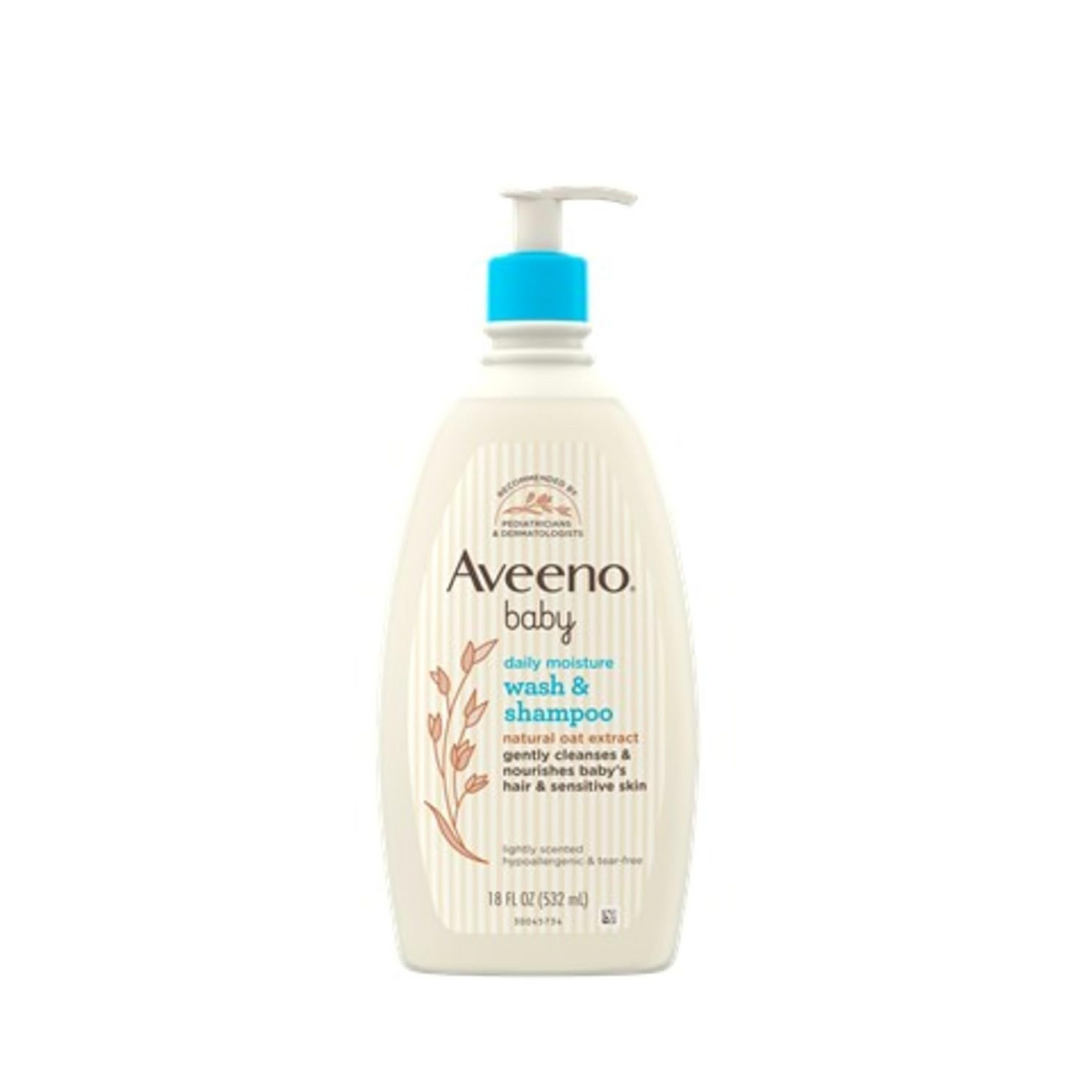 Aveeno Baby Daily Moisture Gentle Bath Wash & Shampoo with Natural Oat Extract, Hypoallergenic, Tear-Free & Paraben-Free Formula For Sensitive Hair & Skin, Lightly Scented