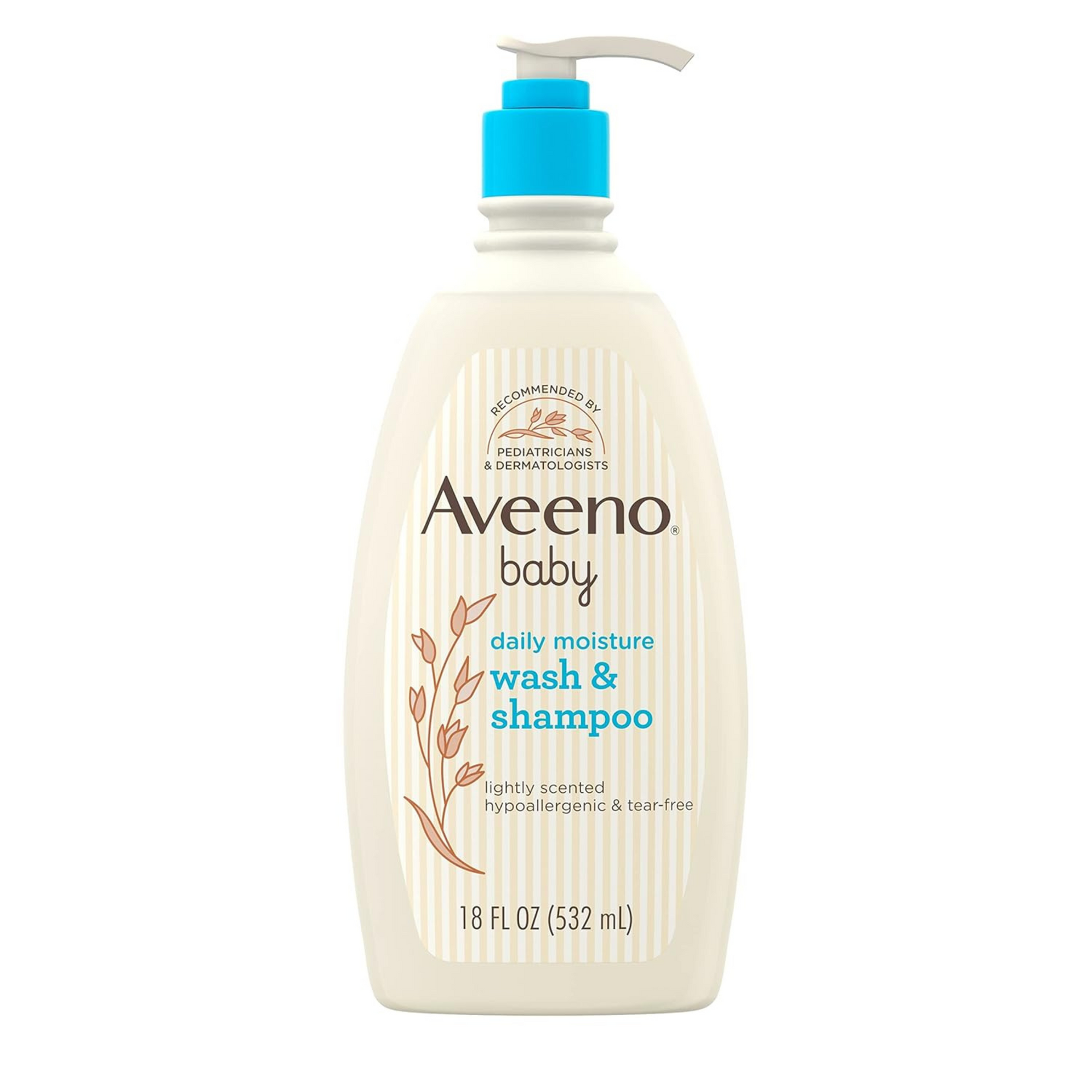 Aveeno Baby Daily Moisture Gentle Bath Wash & Shampoo with Natural Oat Extract, Hypoallergenic, Tear-Free & Paraben-Free Formula For Sensitive Hair & Skin, Lightly Scented