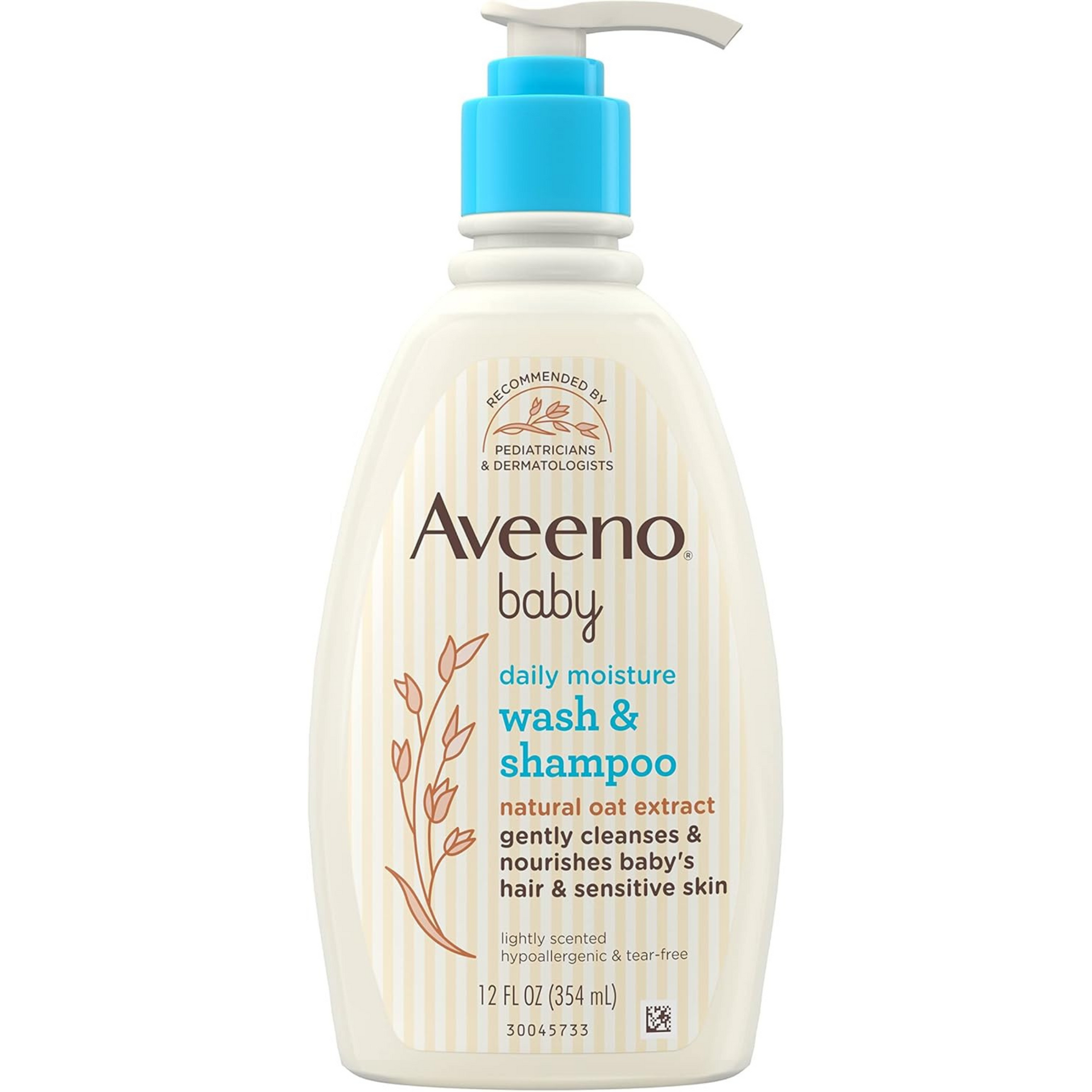 Aveeno Baby Daily Moisture Gentle Bath Wash & Shampoo with Natural Oat Extract, Hypoallergenic, Tear-Free & Paraben-Free Formula For Sensitive Hair & Skin, Lightly Scented