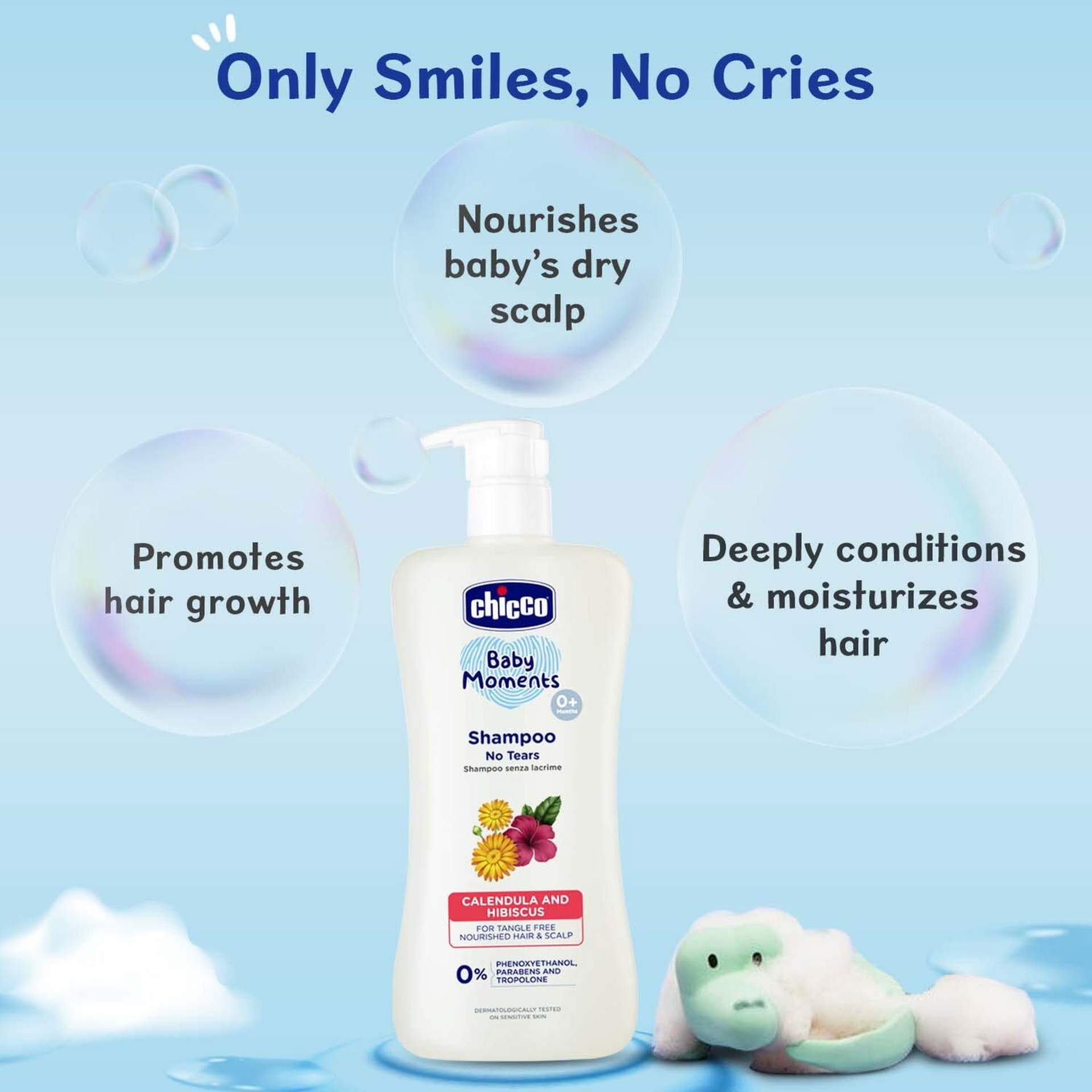 Chicco Baby Moments Shampoo for Babies with Calendula & Hibiscus, 200 ml| No Tears Formula|For Soft & Smooth Hair|Dermatologically Tested|Parabens & Phenoxyethanol Free