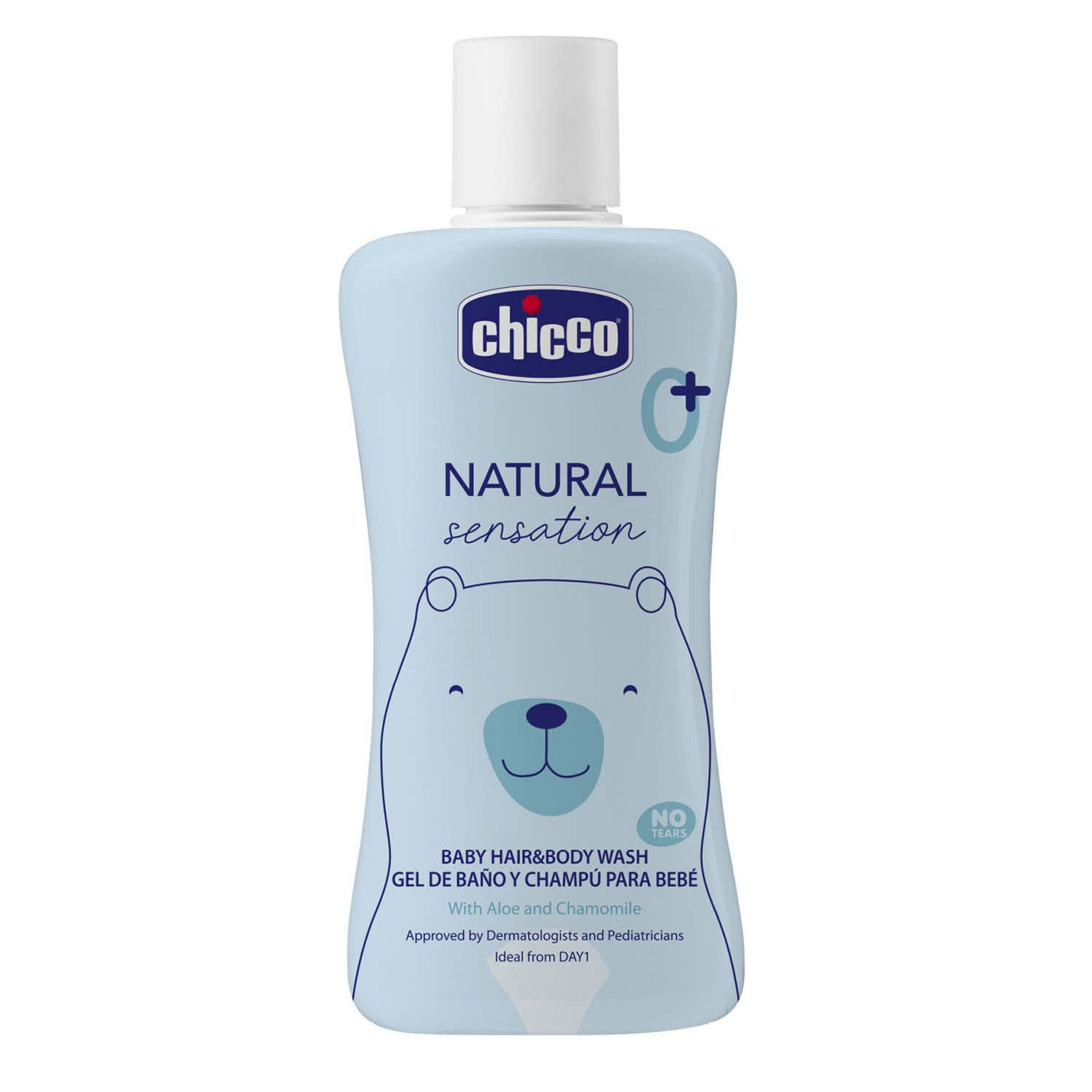 Chicco Natural Sensation Baby Bodywash & Shampoo with Aloe & Chamomile, |Ultra Soft Hair & Deeply Nourished Skin |No Tears Formula |No Harmful Ingredients |Dermatologist & Pediatrician Approved