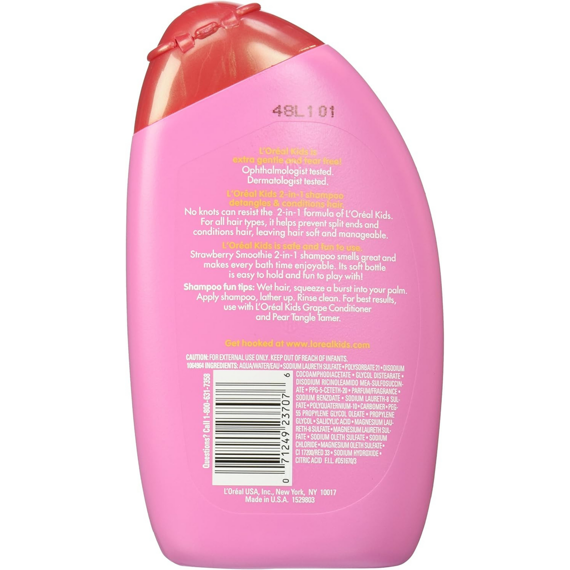 L'Oreal Kids Extra Gentle 2-in1 Shampoo, Burst of Strawberry Smoothie, 9 oz