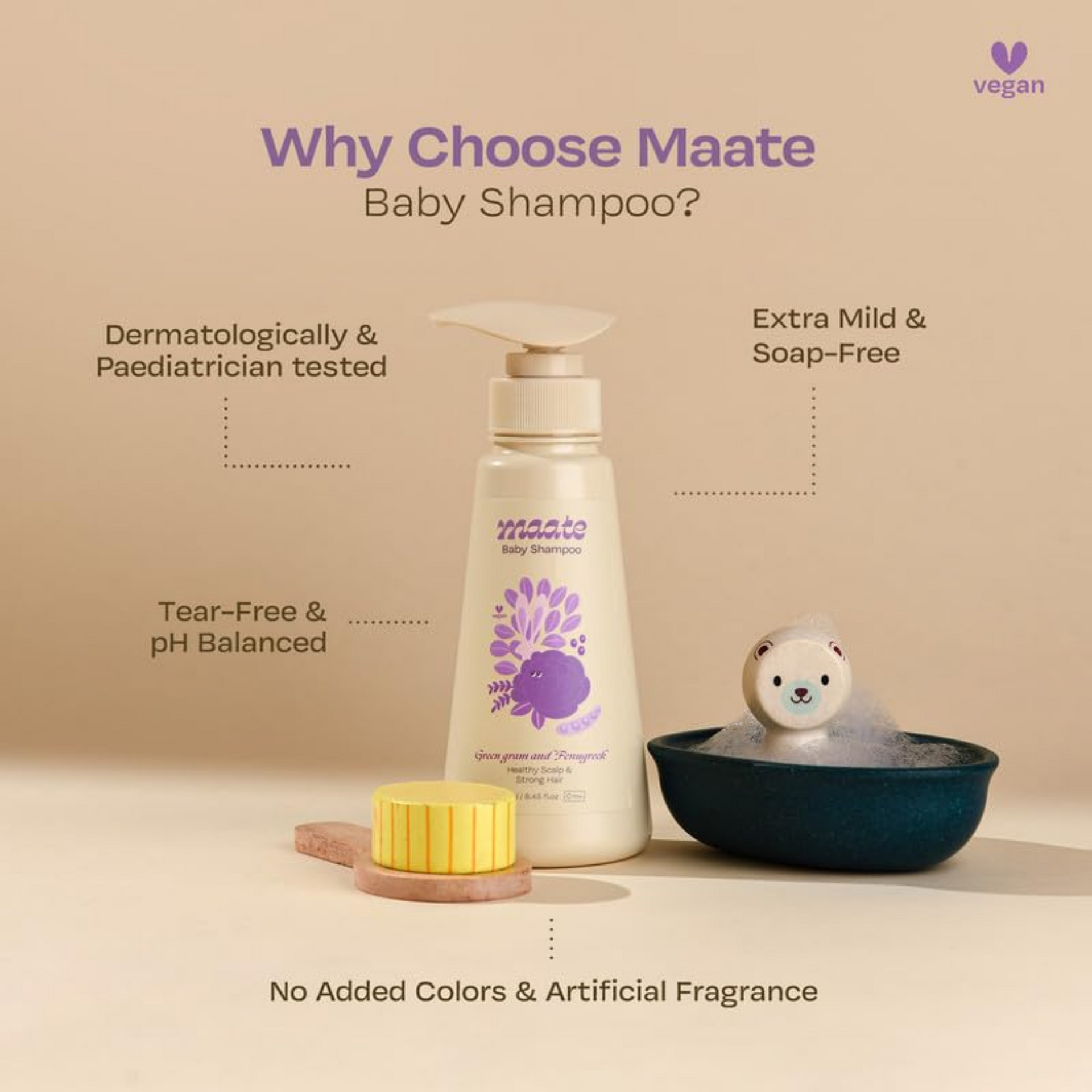 Maate Baby Shampoo | Deep Cleanses, Nourishes Scalp & Hair | With Ayurvedic Herbs like Shikakai & Amla | Baby Shampoo For Kids 0-12 Years | Baby Hair Shampoo | Tear Free & Chemical Free