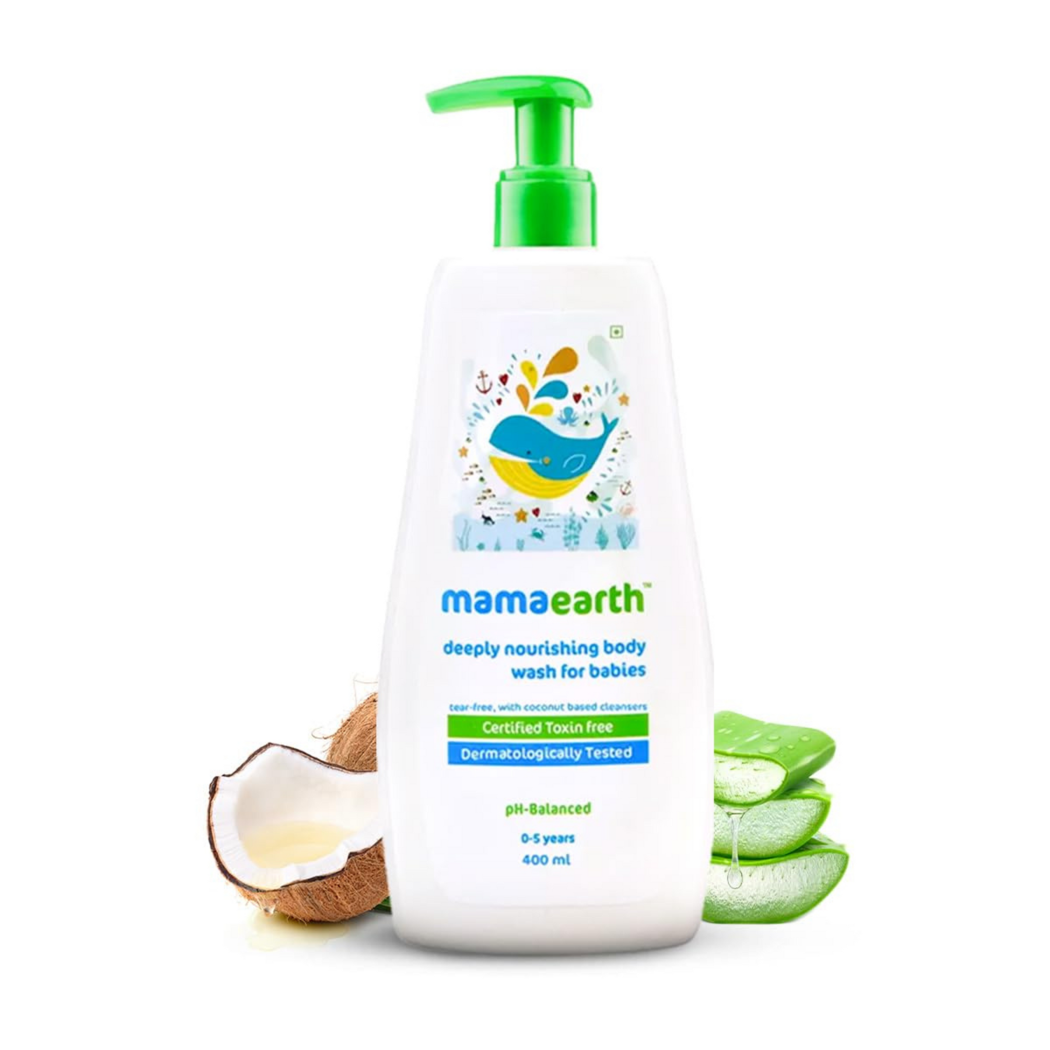 Mamaearth Deeply Nourishing Body Wash For Babies | Infused with Coconut Oil, Orange Essential Oil & Aloe Vera Extract | Deeply Nourishing, Tear-Free Cleanser