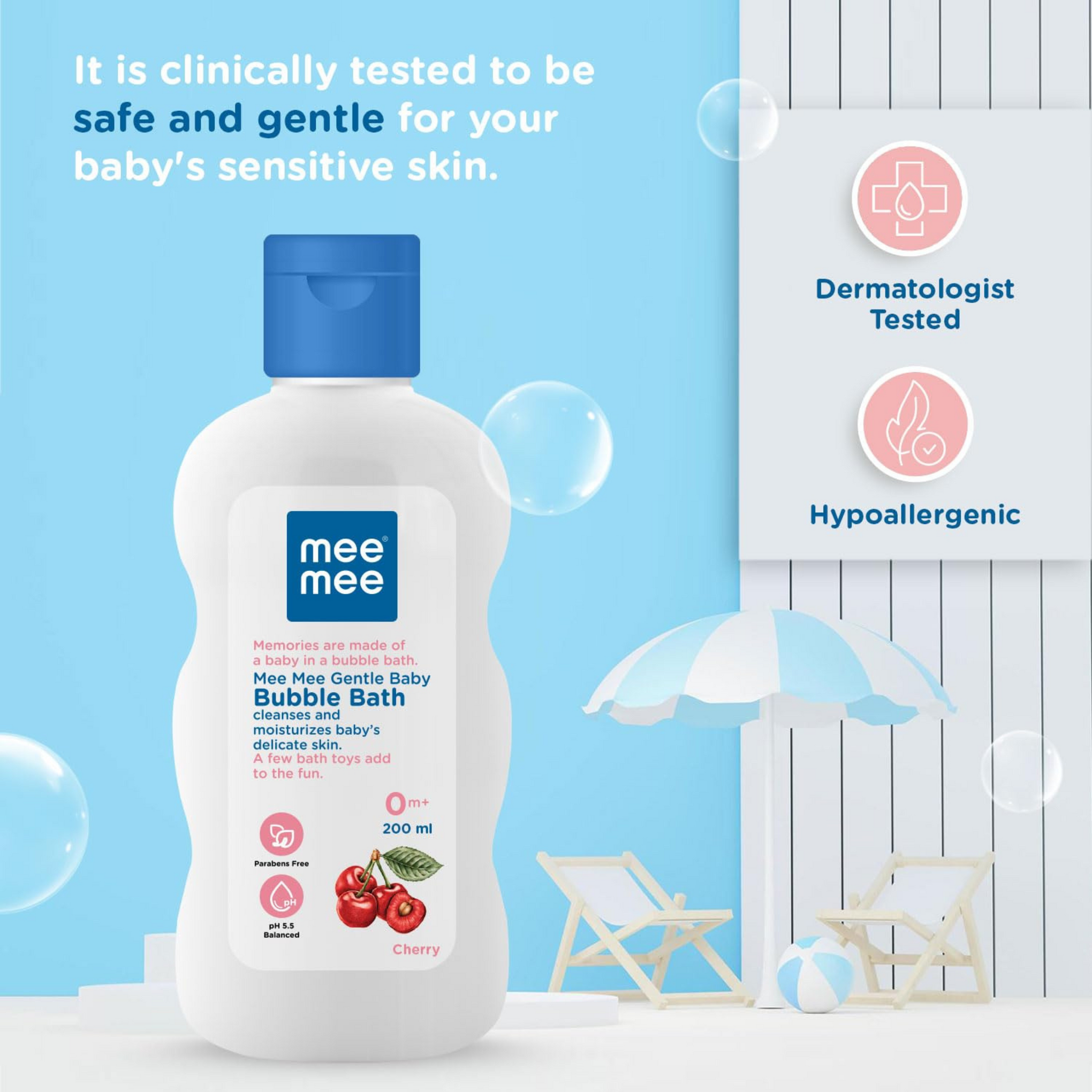 Mee Mee Foamy Baby Mild Bubble Bath With Cherry & Fruit Extracts | Tear-Free Moisturizes and Soothes Skin |Infant Friendly Natural Head to Toe Baby Wash Dermatologically Tested