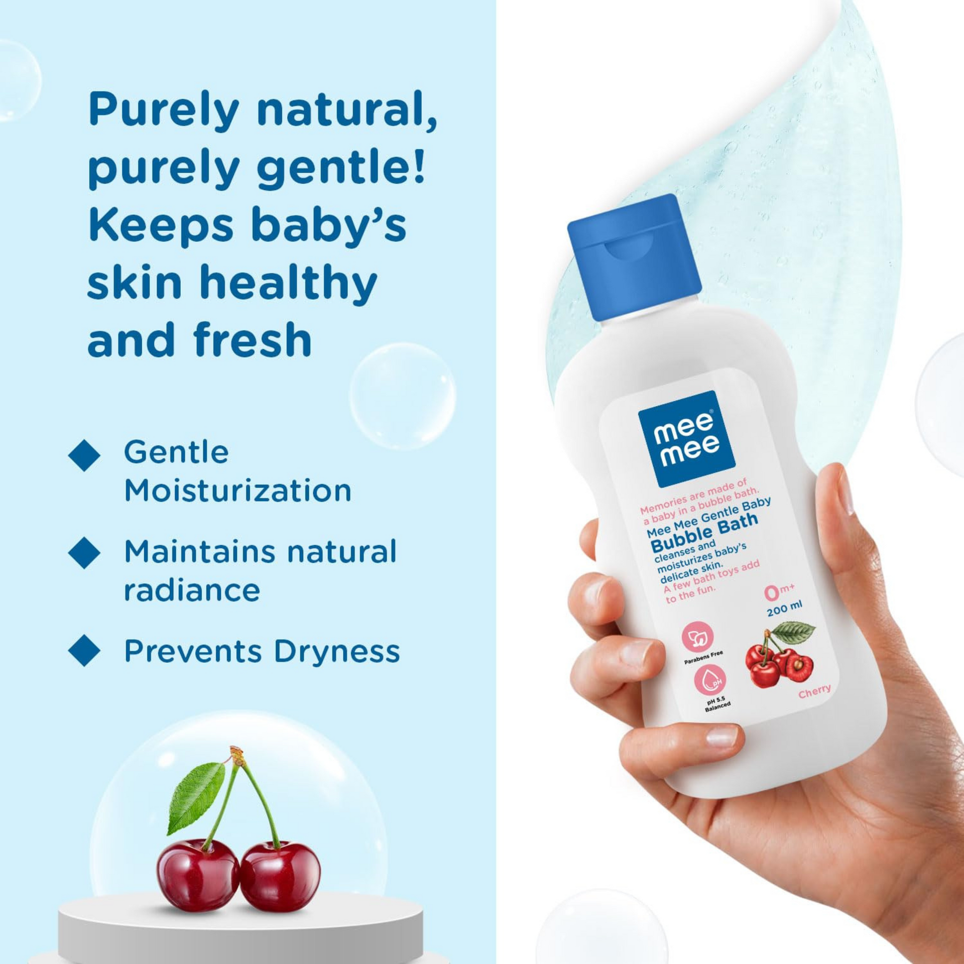 Mee Mee Foamy Baby Mild Bubble Bath With Cherry & Fruit Extracts | Tear-Free Moisturizes and Soothes Skin |Infant Friendly Natural Head to Toe Baby Wash Dermatologically Tested