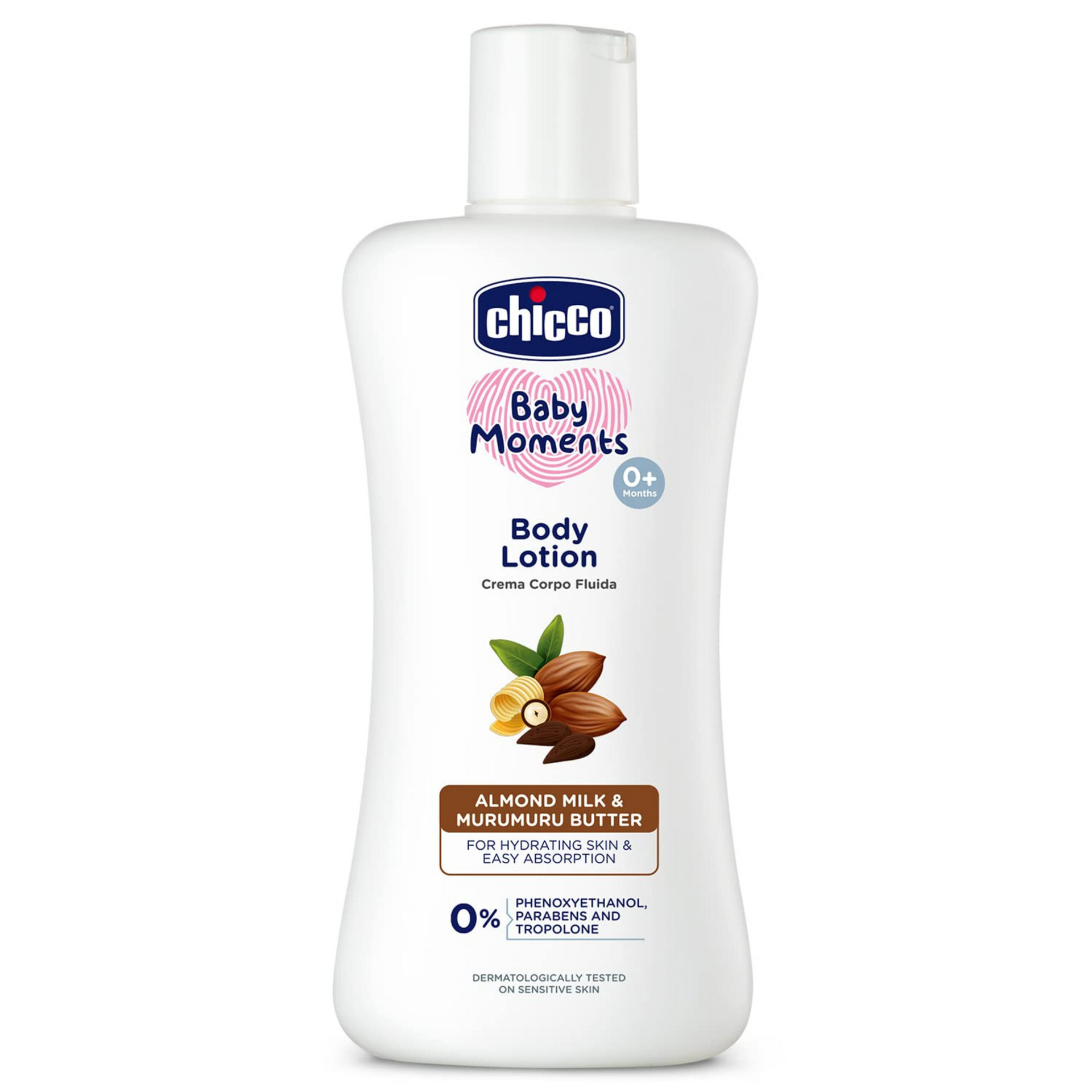 Chicco Baby Moments Body Lotion for Babies, |Almond Milk & Murumuru Butter|Quick Absorb Formula with Natural Ingredients for Ultra Soft Skin|Dermatologically Tested|Parabens & Phenoxyethanol Free