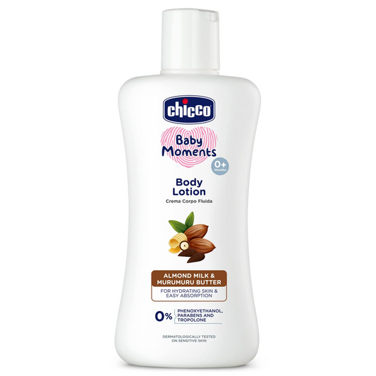 Chicco Baby Moments Body Lotion for Babies, |Almond Milk & Murumuru Butter|Quick Absorb Formula with Natural Ingredients for Ultra Soft Skin|Dermatologically Tested|Parabens & Phenoxyethanol Free