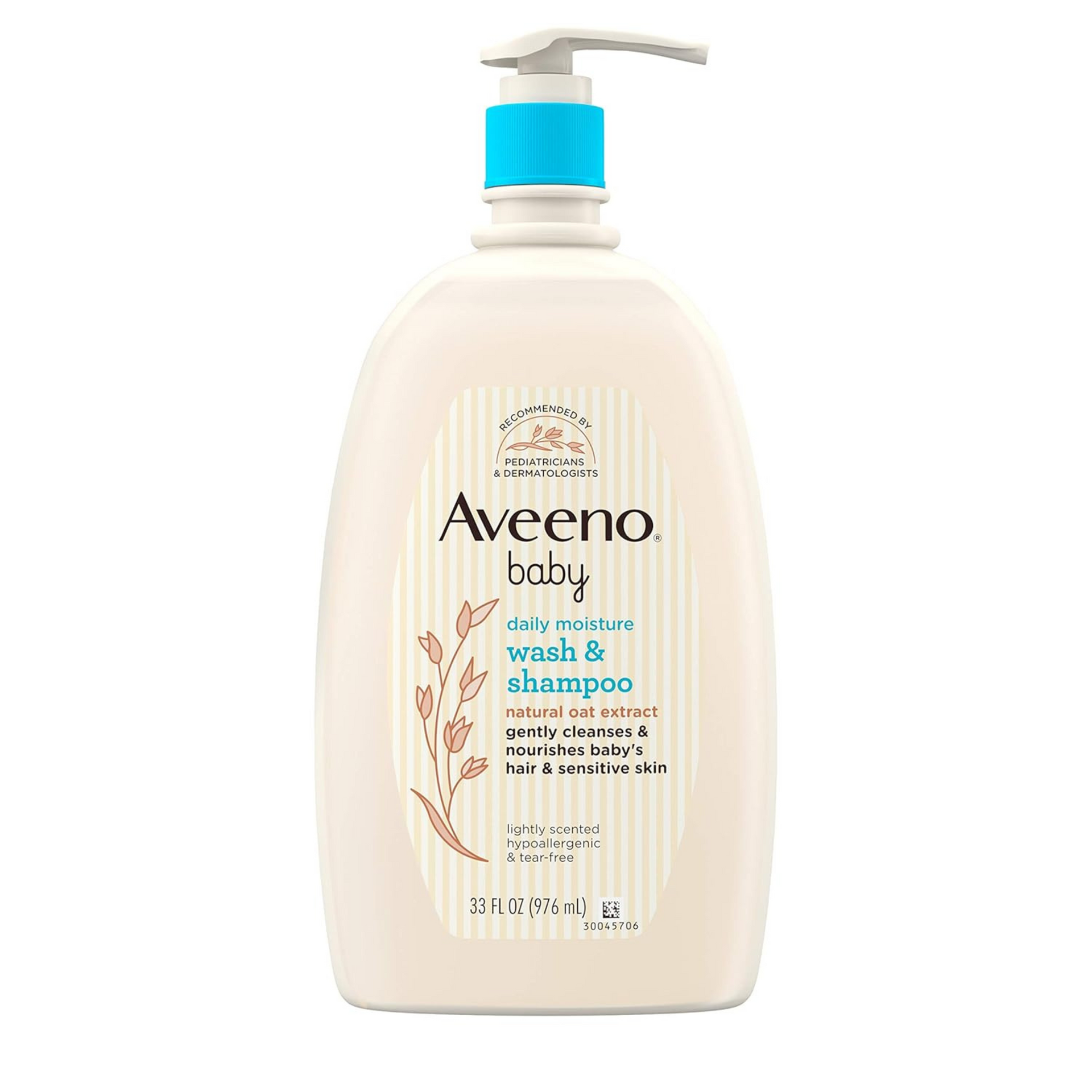 Aveeno Baby Daily Moisture Gentle Bath Wash & Shampoo with Natural Oat Extract, Hypoallergenic, Tear-Free & Paraben-Free Formula For Sensitive Hair & Skin, Lightly Scented