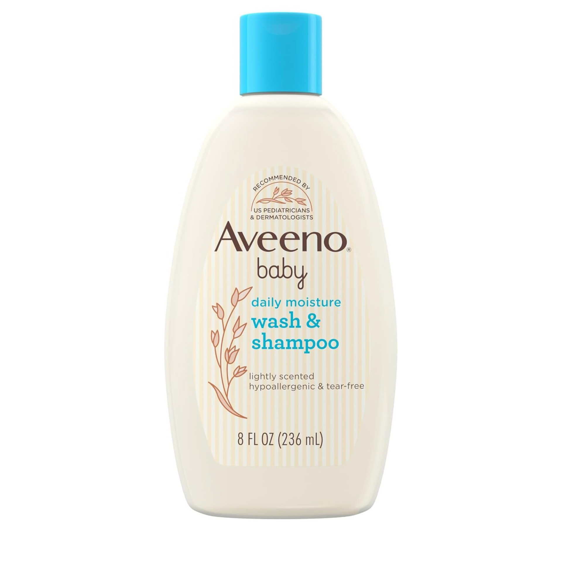 Aveeno Baby Daily Moisture Gentle Bath Wash & Shampoo with Natural Oat Extract, Hypoallergenic, Tear-Free & Paraben-Free Formula For Sensitive Hair & Skin, Lightly Scented