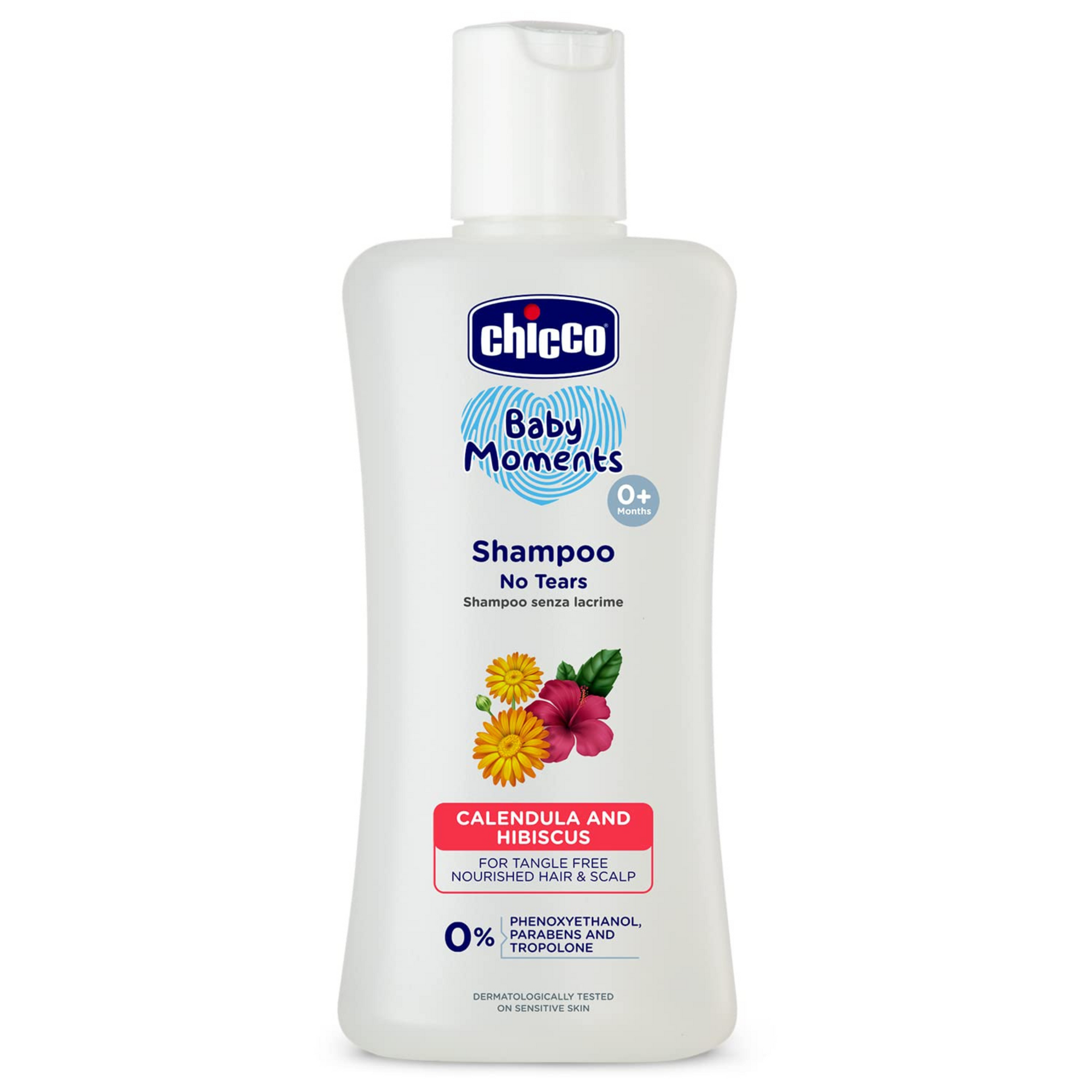 Chicco Baby Moments Shampoo for Babies with Calendula & Hibiscus, 200 ml| No Tears Formula|For Soft & Smooth Hair|Dermatologically Tested|Parabens & Phenoxyethanol Free