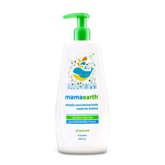 Mamaearth Deeply Nourishing Body Wash For Babies | Infused with Coconut Oil, Orange Essential Oil & Aloe Vera Extract | Deeply Nourishing, Tear-Free Cleanser