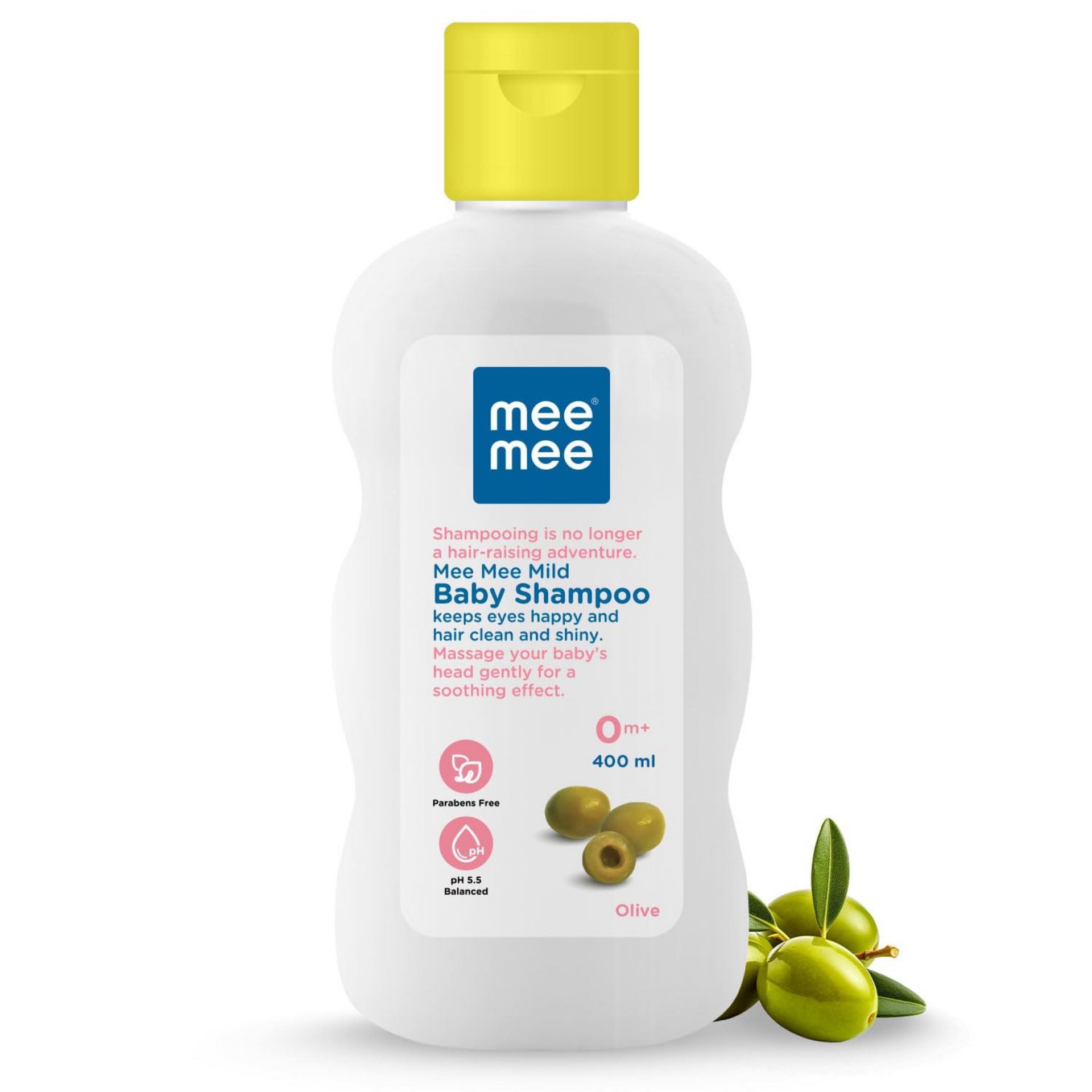 Mee Mee Gentle Baby Shampoo | For Daily Moisturizing Enriched with Olive Extracts | Tear-Free Formula Nourishes, Soothes, & Protects Sensitive Skin | Hypoallergenic, Sulfate and Paraben-Free | Skin Friendly PH