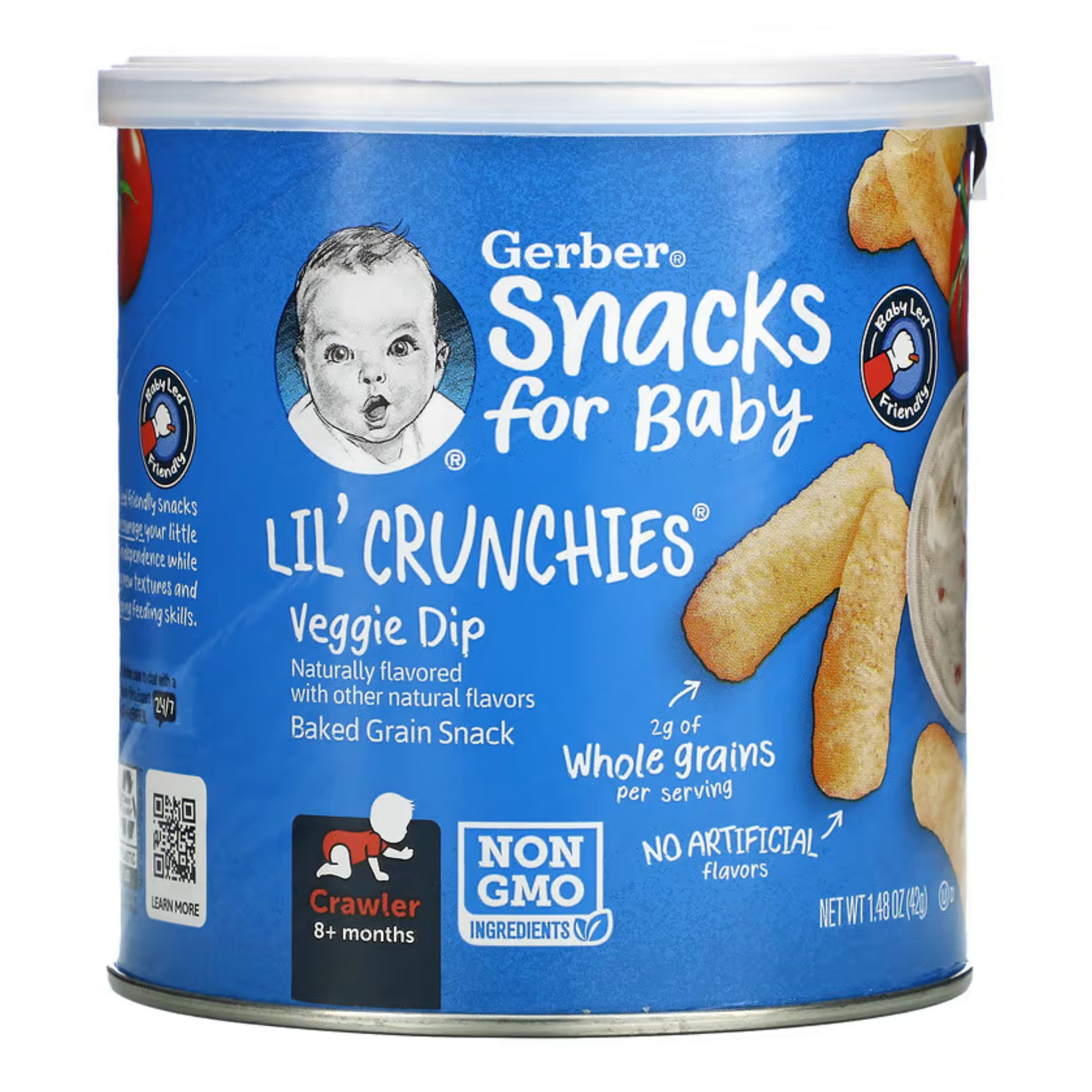 Gerber, Snacks for Baby, Lil' Crunchies, Baked Grain Snack, 8+ Months, Veggie Dip, 1.48 oz (42 g)