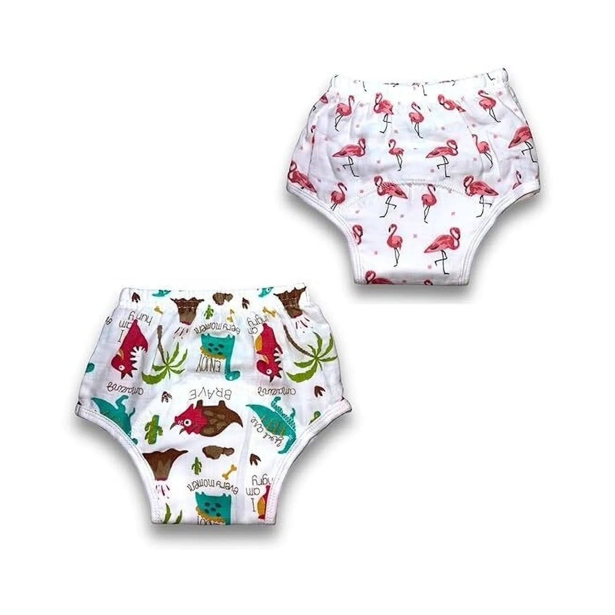 SMILE BABY Unisex-Baby Muslin Cotton Padded Underwear/Potty Training Pant Pack of 2. *(Print Design as per The Availability)* (0-3 Months)