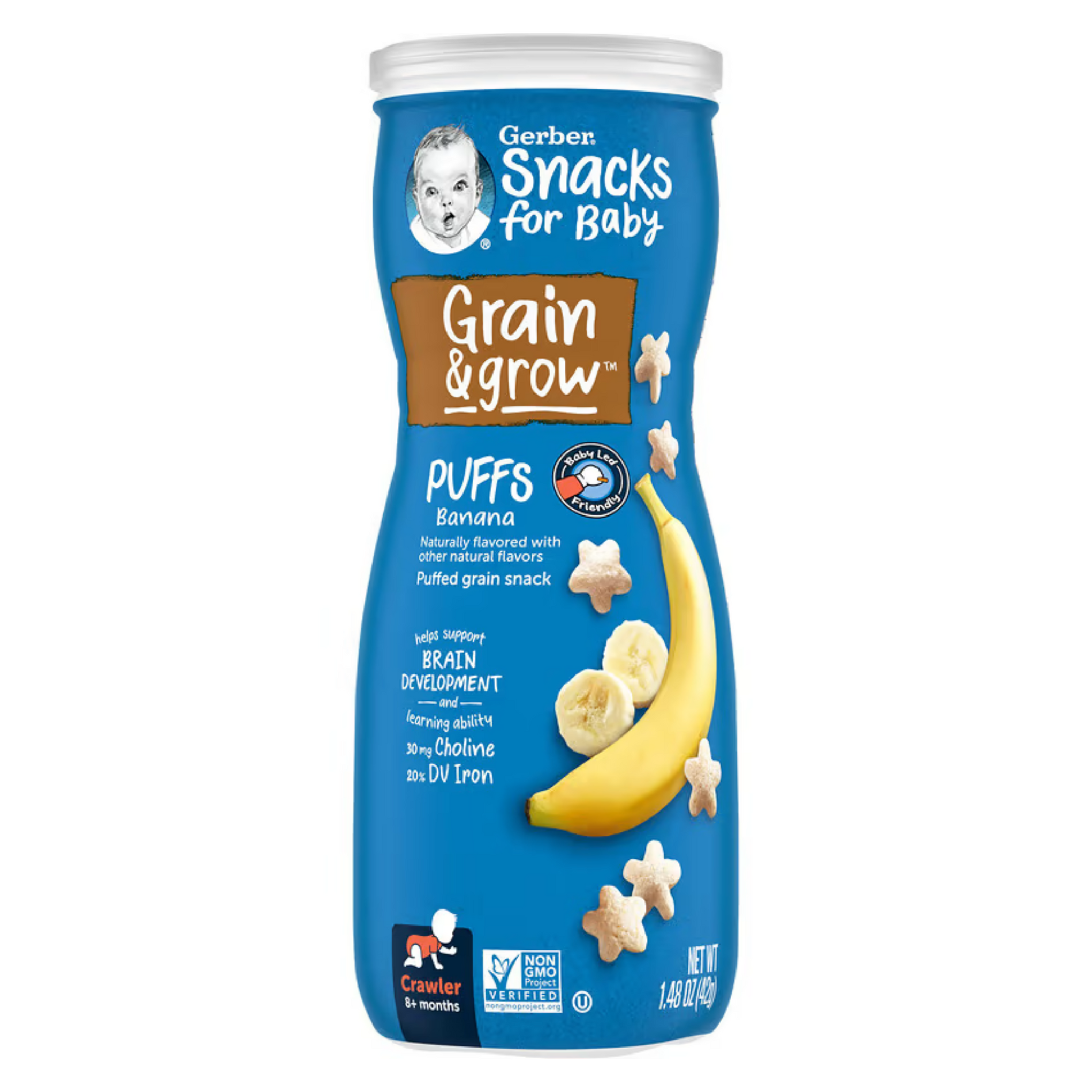 Gerber, Snacks for Baby, Grain & Grow, Puffs, Puffed Grain Snack, 8+ Months, Banana, 1.48 oz (42 g)