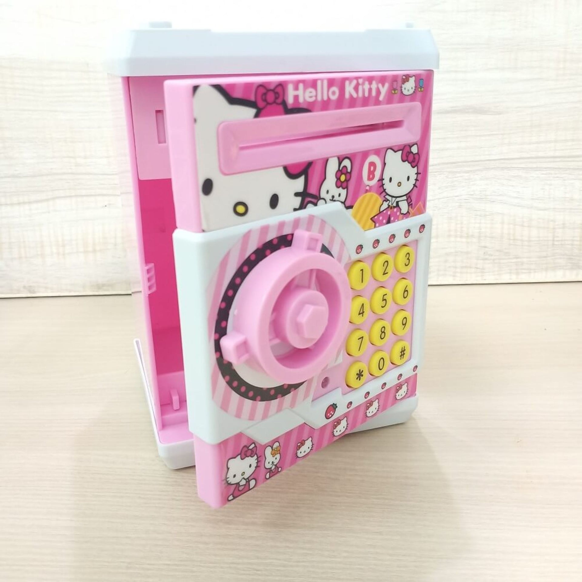 Mini ATM Piggy. Bank, Money Saving Bank > for Real 'Money Cash Coin | School Bag Musical Money Safe Kids Piggy Savings Bank with Finger Print Sensor - pink