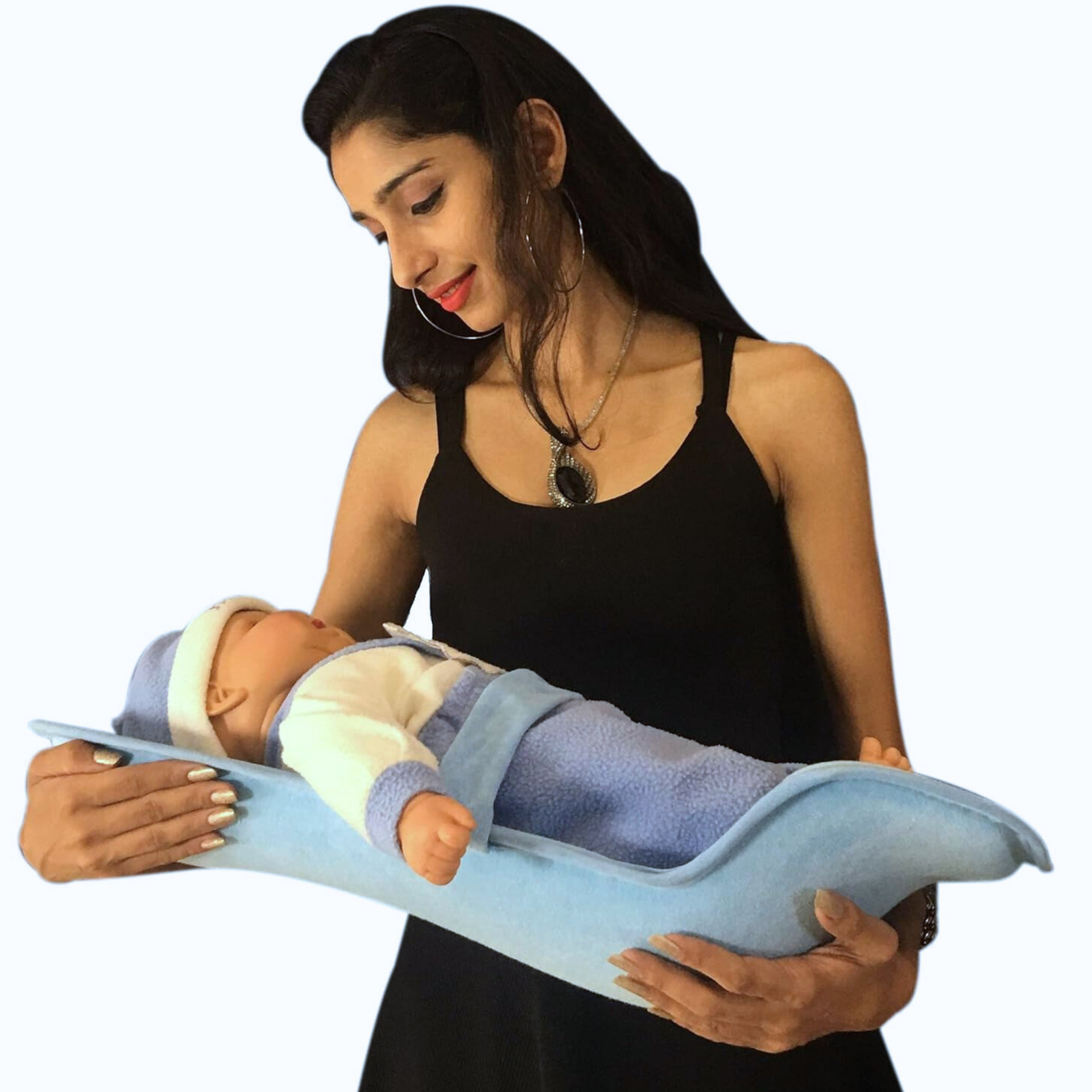 Hoopa Cotton Feeding Pillow Blue| Feeding Pad | Nursing Pad | Nursing Pillow | Infant Carrier | Newborn Carrier | Reclined Carrier With Belt