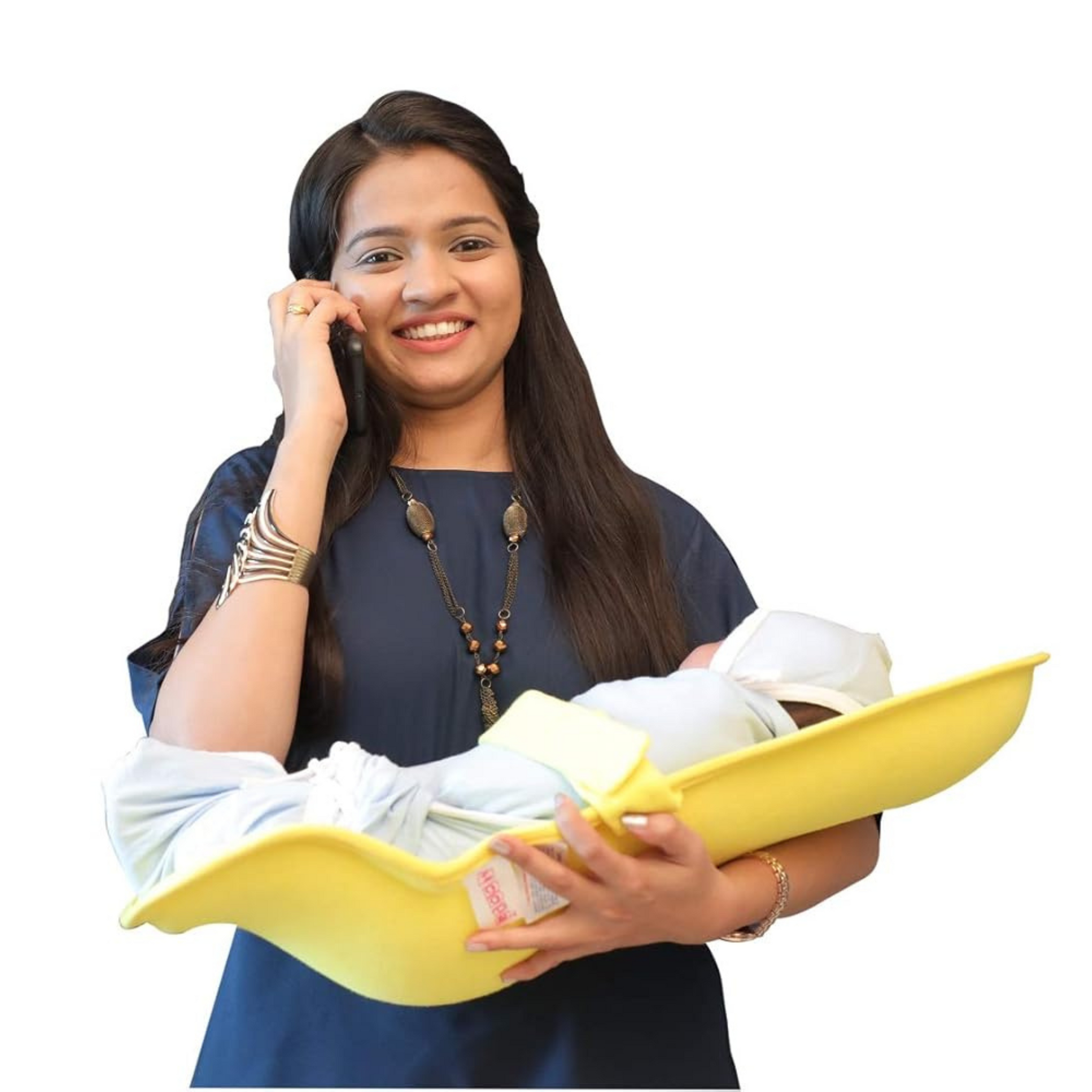 Hoopa Cotton Feeding Pillow Yellow | Feeding Pad | Nursing Pad | Nursing Pillow | Infant Carrier | Newborn Carrier | Reclined Carrier With Belt