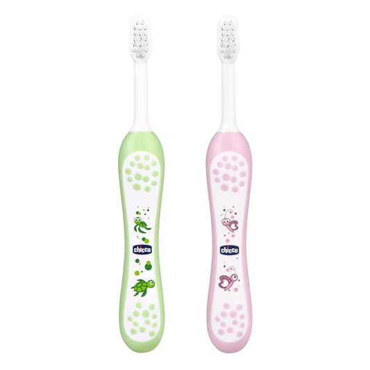 Chicco Combo Of Green & Pink Toothbrush 6 36M Kid, manual