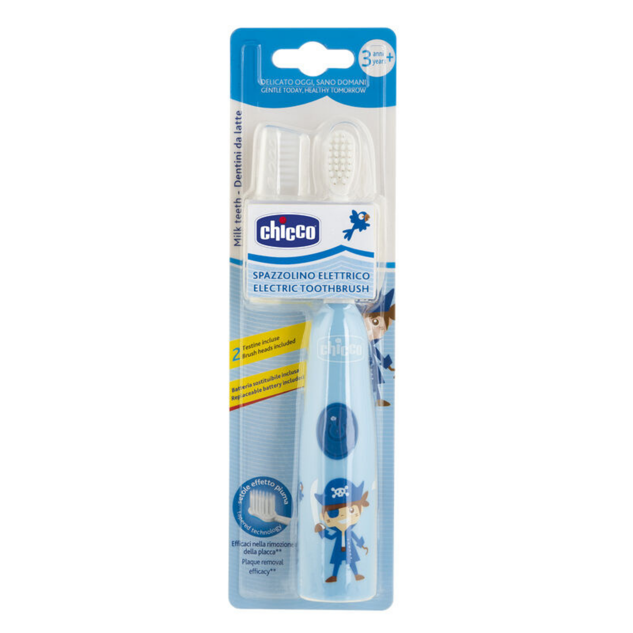 Chicco Kid Electric Toothbrush Blue with Replaceable Battery and Replacement Brush Head 3Y+