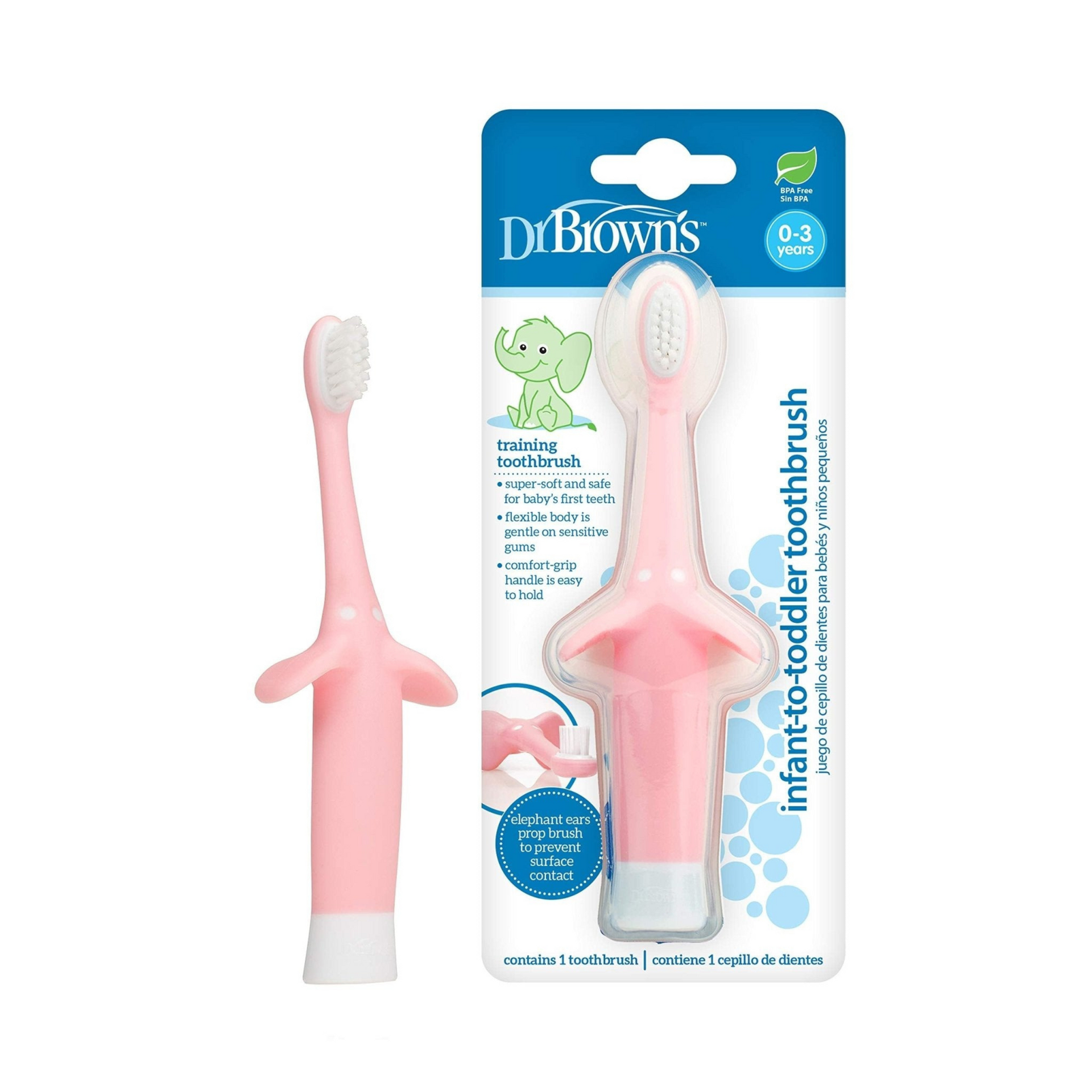 Dr. Brown’s Infant-to-Toddler Toothbrush (0-3Y) Pink Elephant