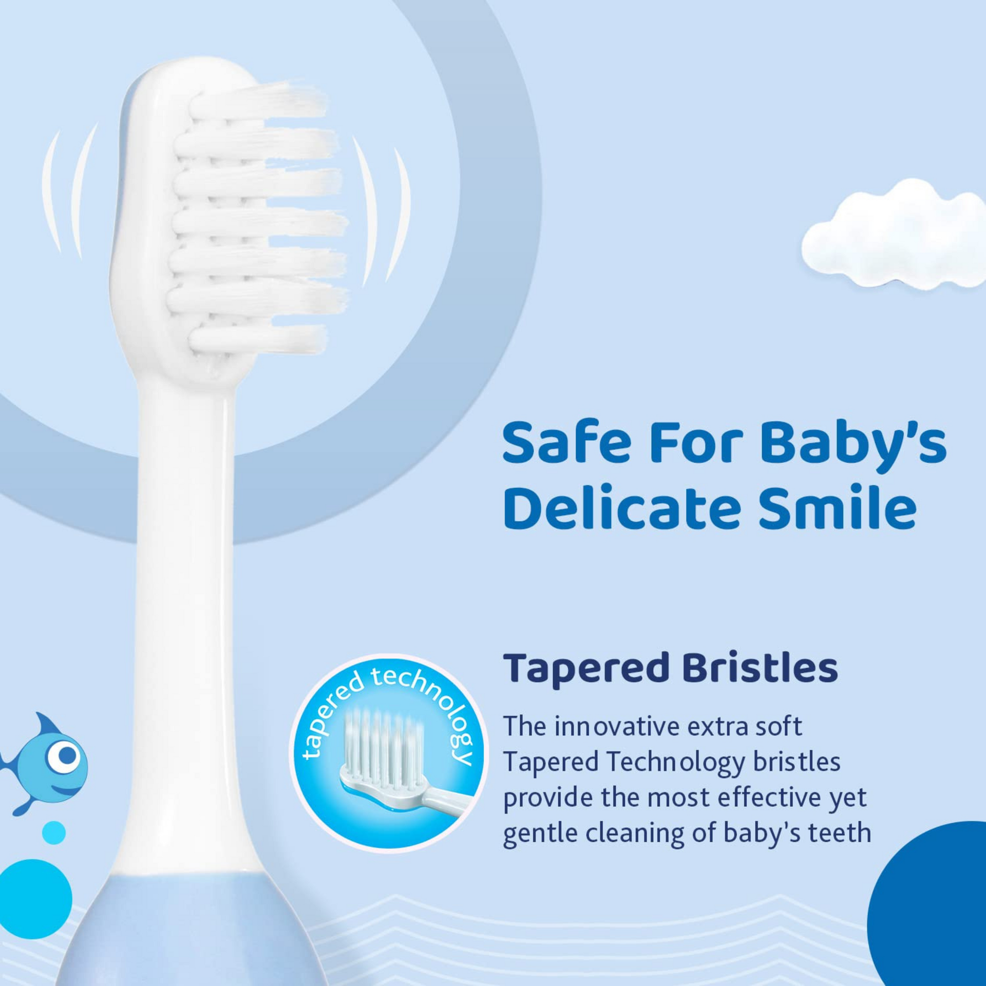 Chicco Baby Manual Toothbrush For Infants (6M-36M), Extra Soft Tapered Bristles Ideal For Milk Teeth | Bpa Free (Blue), 1 Count