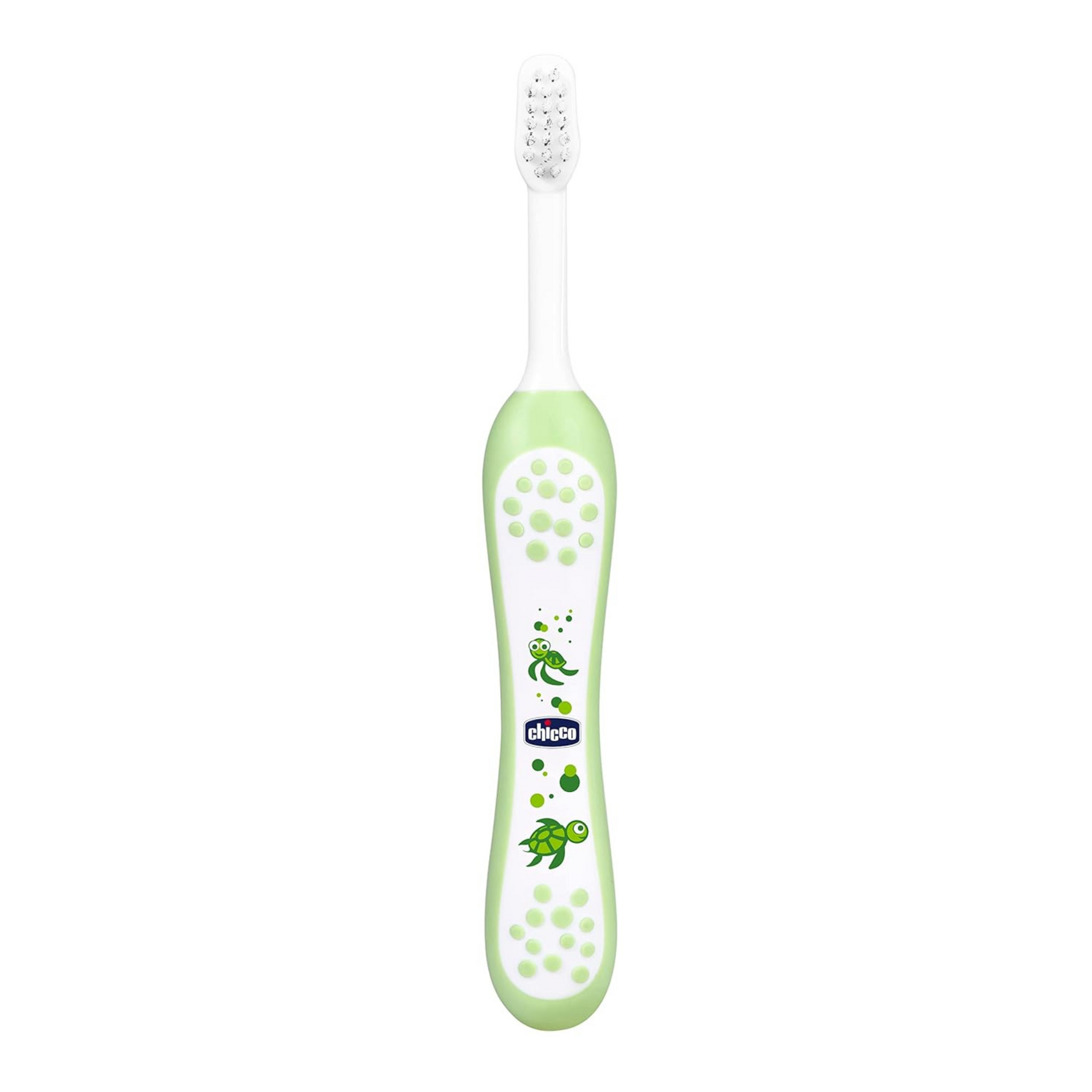 Chicco Baby Manual Toothbrush For Infants (6M-36M), Extra Soft Tapered Bristles Ideal For Milk Teeth | Bpa Free (Green)