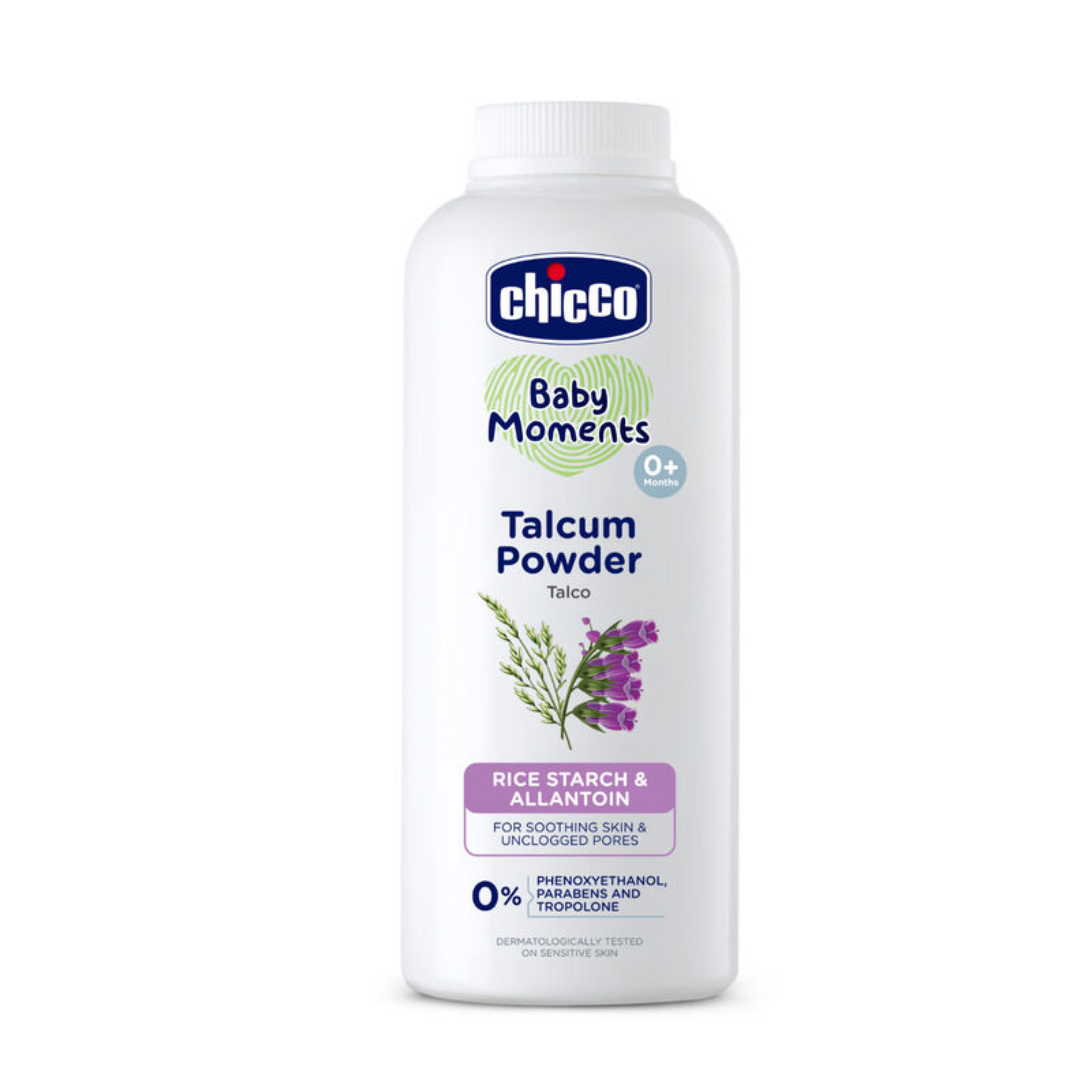 Chicco Baby Moments Talcum Powder With Natural Ingredients, Soothes &amp; Moisturises Baby S Skin, Dermatologically Tested, Paraben Free, Phenoxyethanol Free 0M+ White..