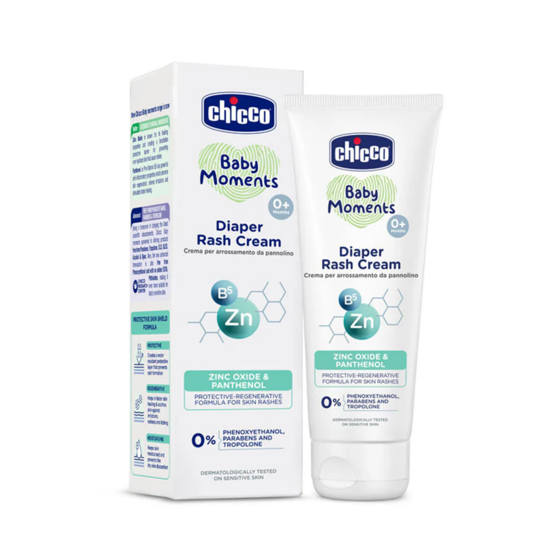 Chicco Baby Moments Diaper Rash Cream with Zinc Oxide & Vitamin B5, | Natural Ingredients to Prevent Rashes & Irritation| Dermatologist Tested | Phenoxyethanol, Parabens & Lauryl sulphates free