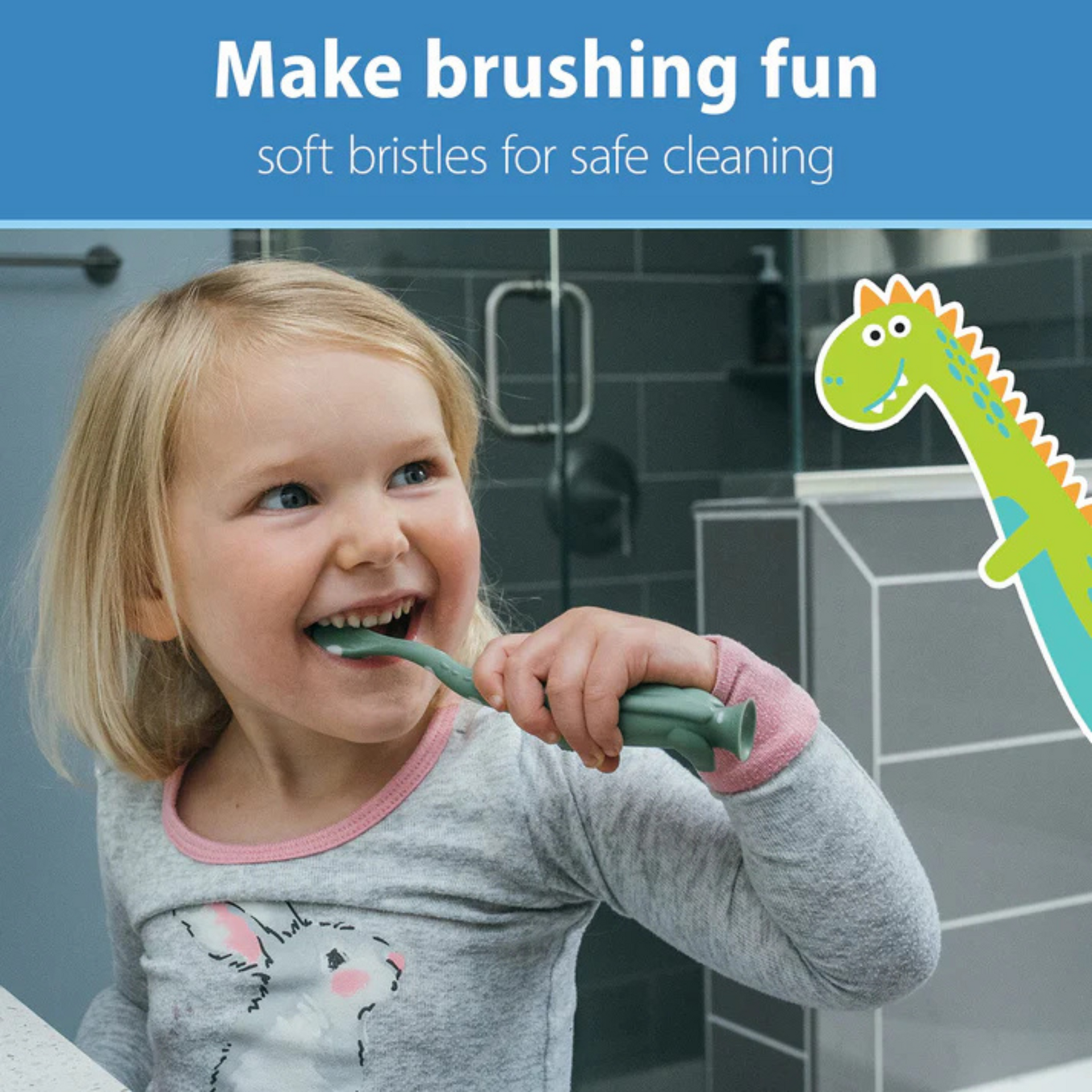 Dr. Brown's Toddler Baby Toothbrush-12 to 48M-Dinosaur