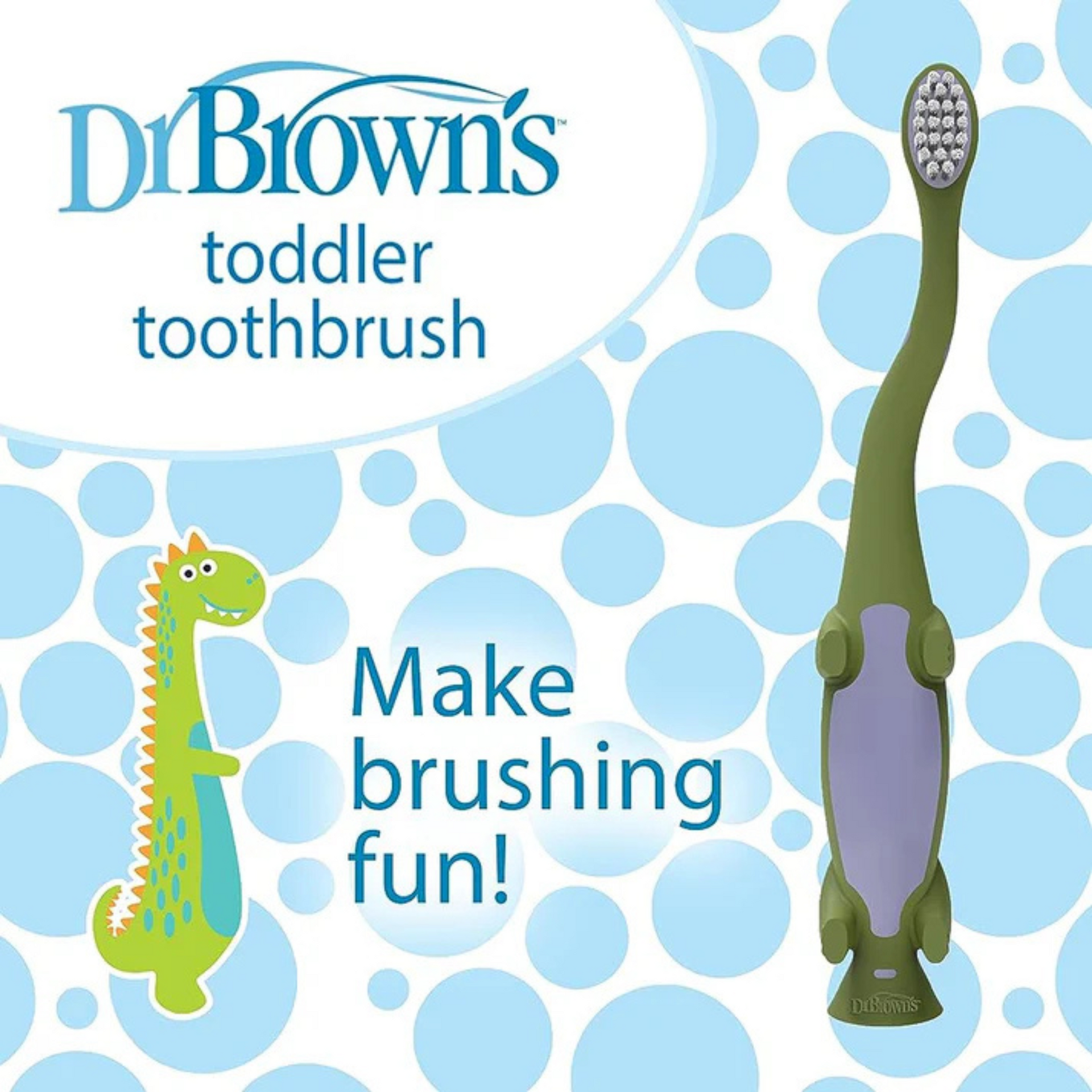 Dr. Brown's Toddler Baby Toothbrush-12 to 48M-Dinosaur